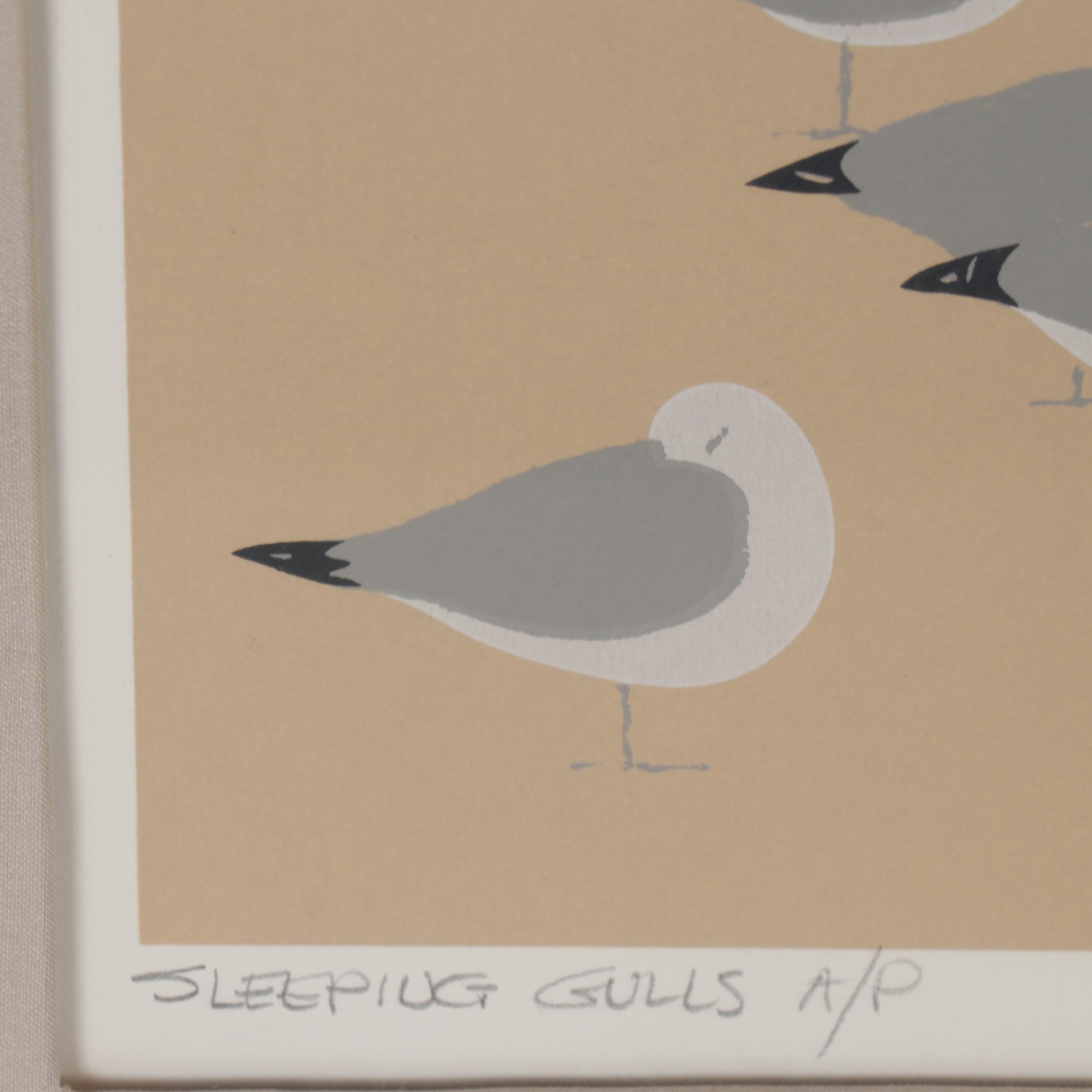 Phyllis DeMong Serigraph "Sleeping Gulls"
