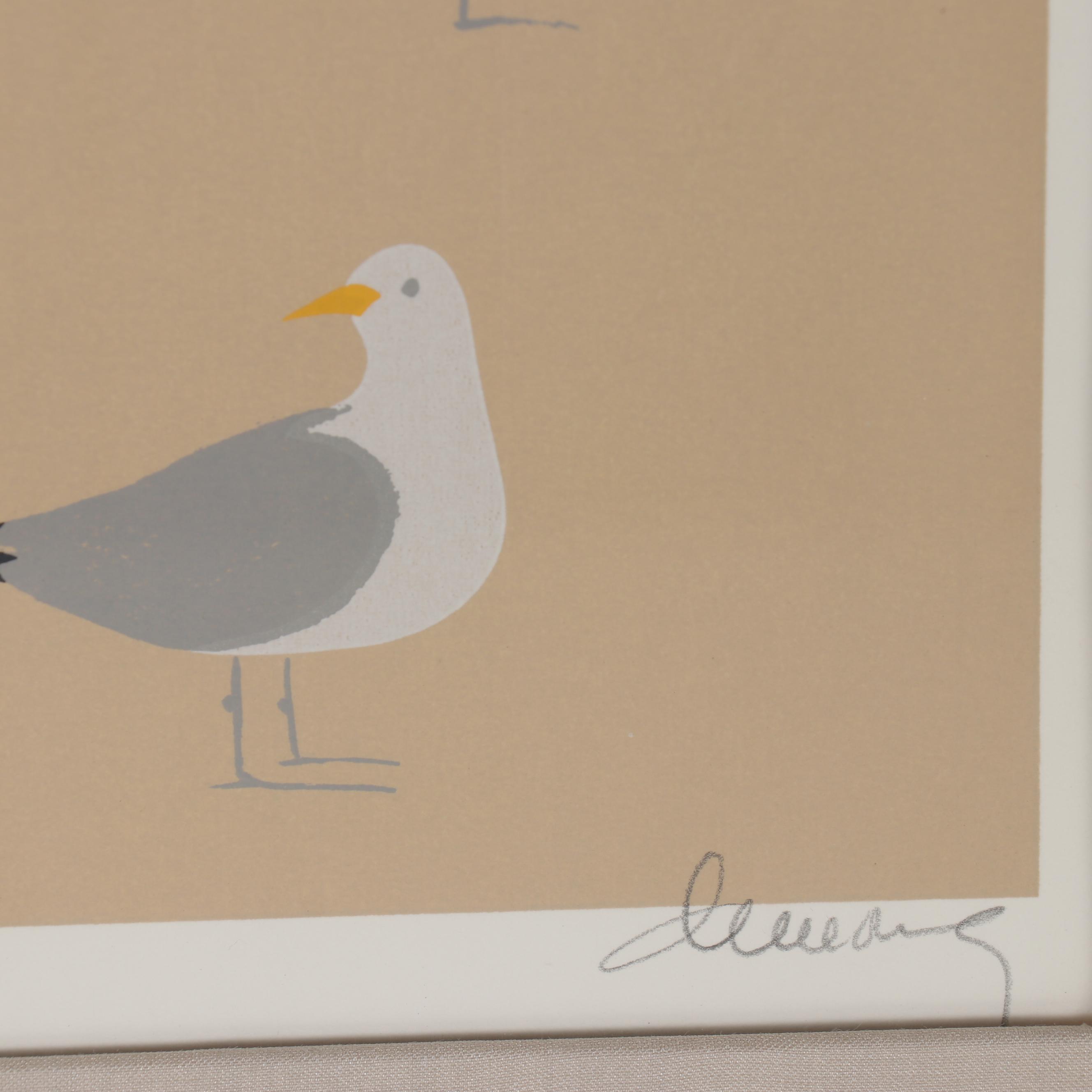 Phyllis DeMong Serigraph "Sleeping Gulls"