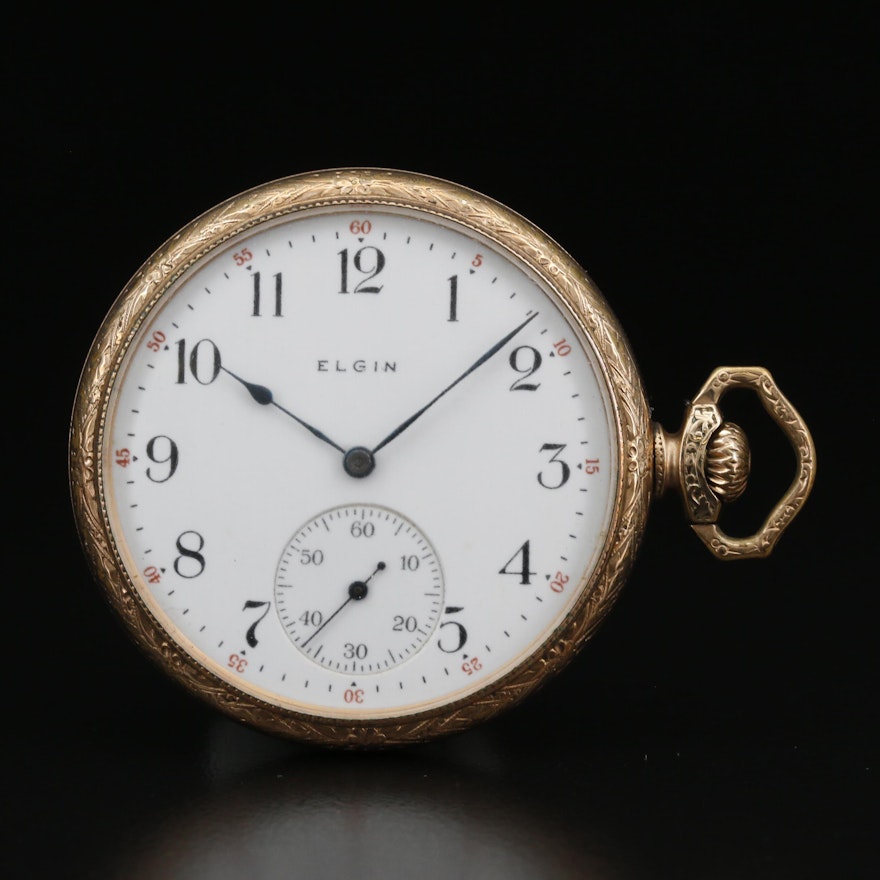 1911 Elgin Gold Filled Side Winder Pocket Watch