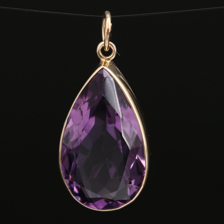 14K 11.33 CT Amethyst Teardrop Pendant