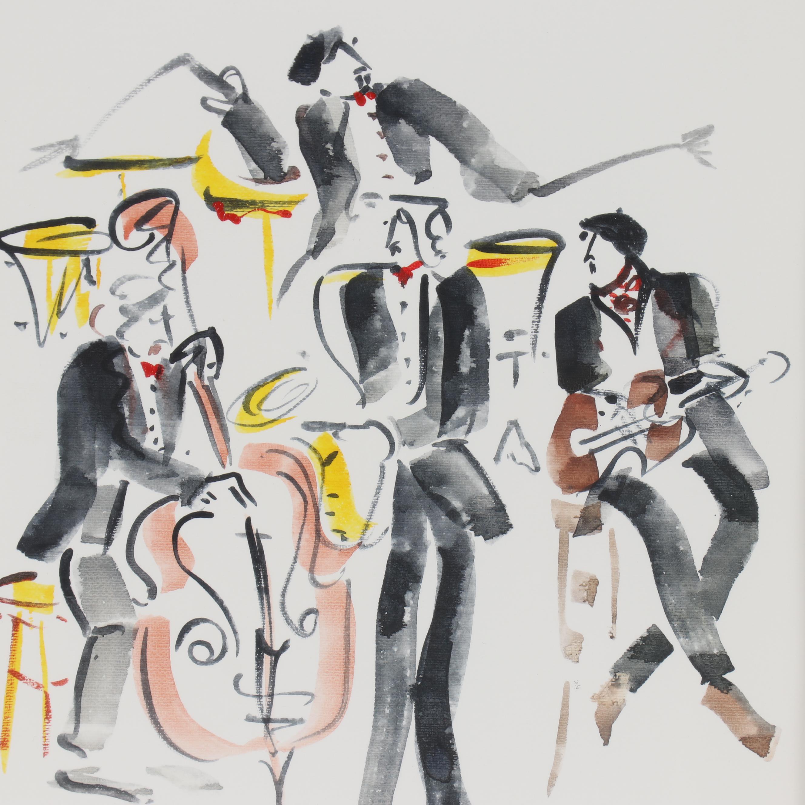 Patty Cramer Acrylic Painting of Musicians "Jazz"