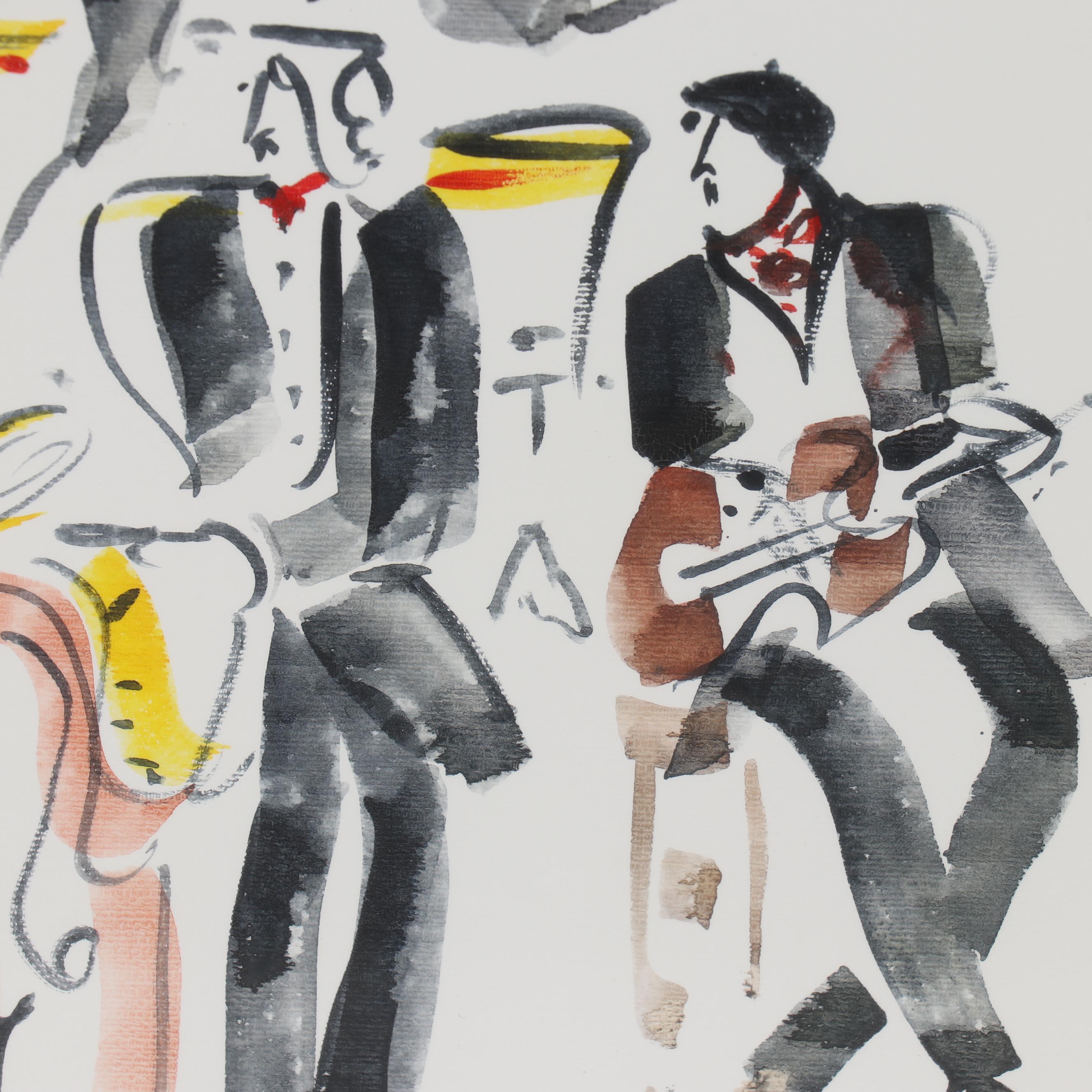 Patty Cramer Acrylic Painting of Musicians "Jazz"