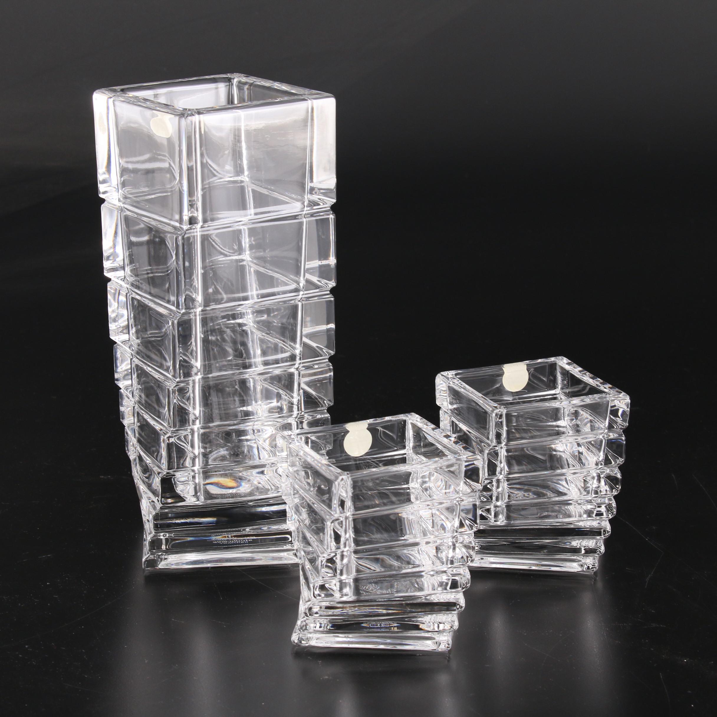 Rosenthal Studio "Turnus" Twisted Square Stacked Crystal Vase Set