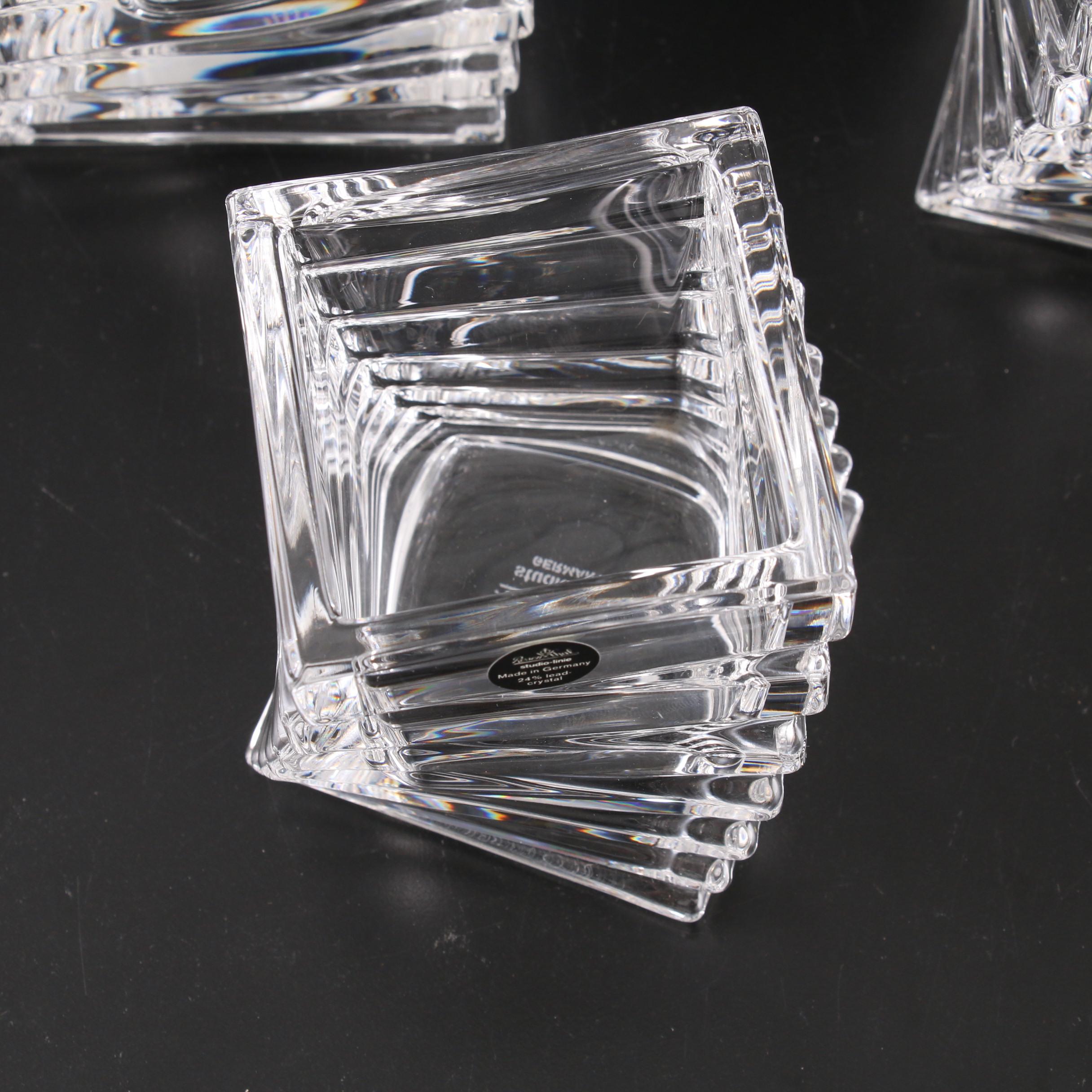 Rosenthal Studio "Turnus" Twisted Square Stacked Crystal Vase Set