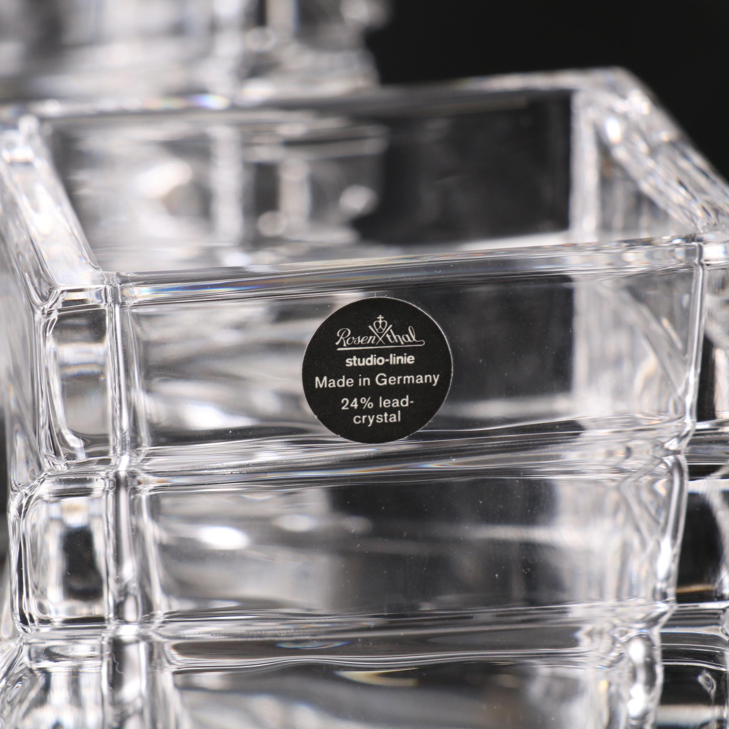 Rosenthal Studio "Turnus" Twisted Square Stacked Crystal Vase Set