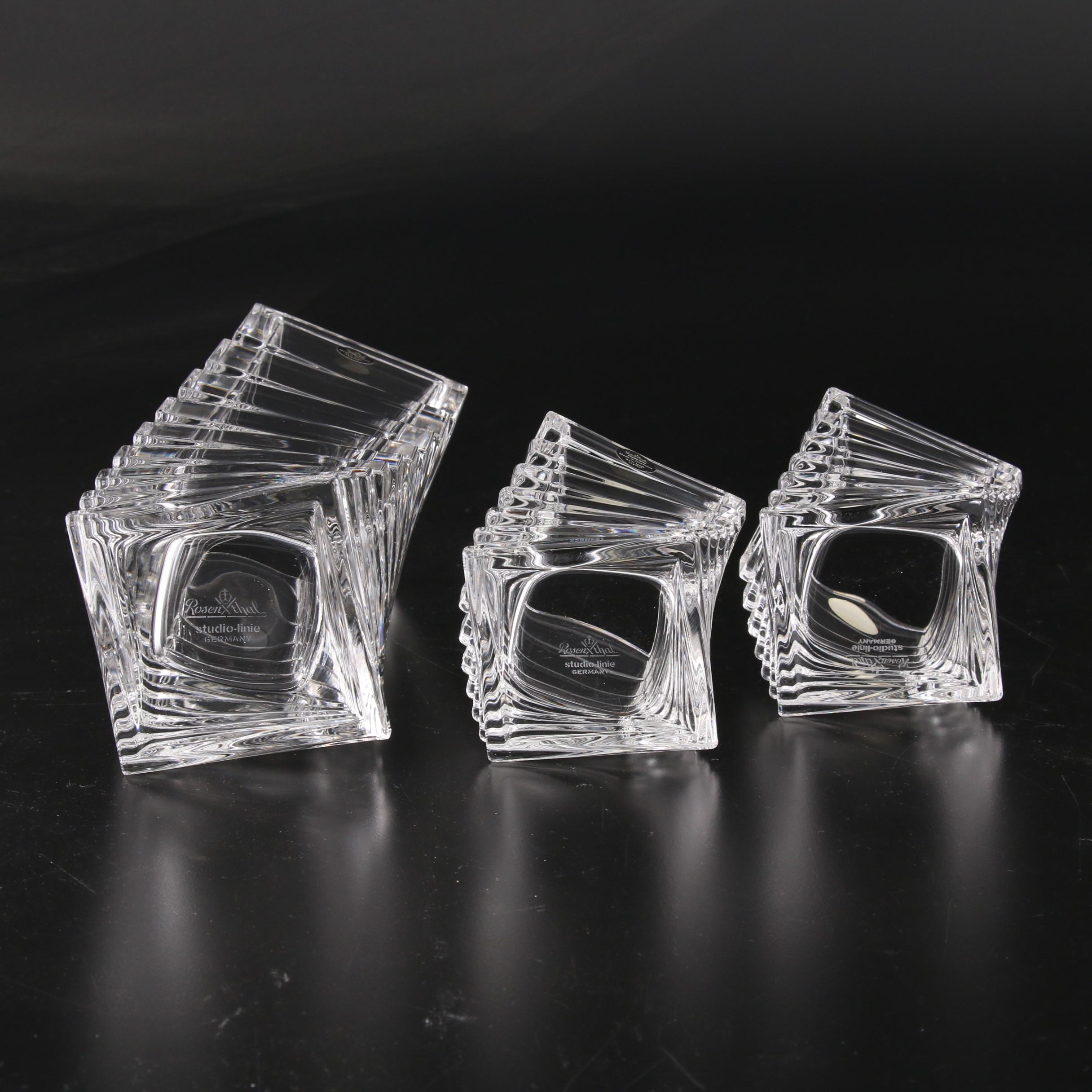 Rosenthal Studio "Turnus" Twisted Square Stacked Crystal Vase Set