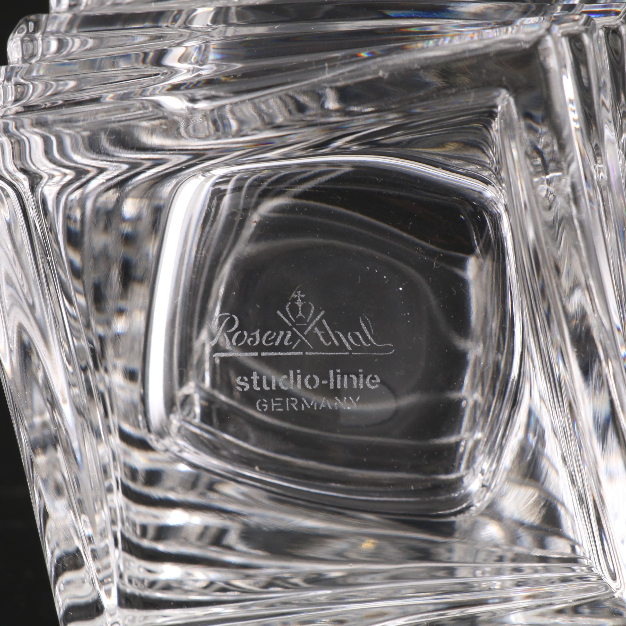 Rosenthal Studio "Turnus" Twisted Square Stacked Crystal Vase Set