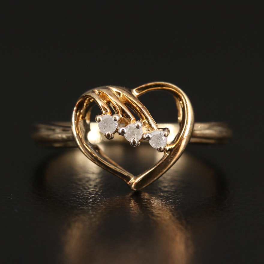 10K Diamond Heart Ring