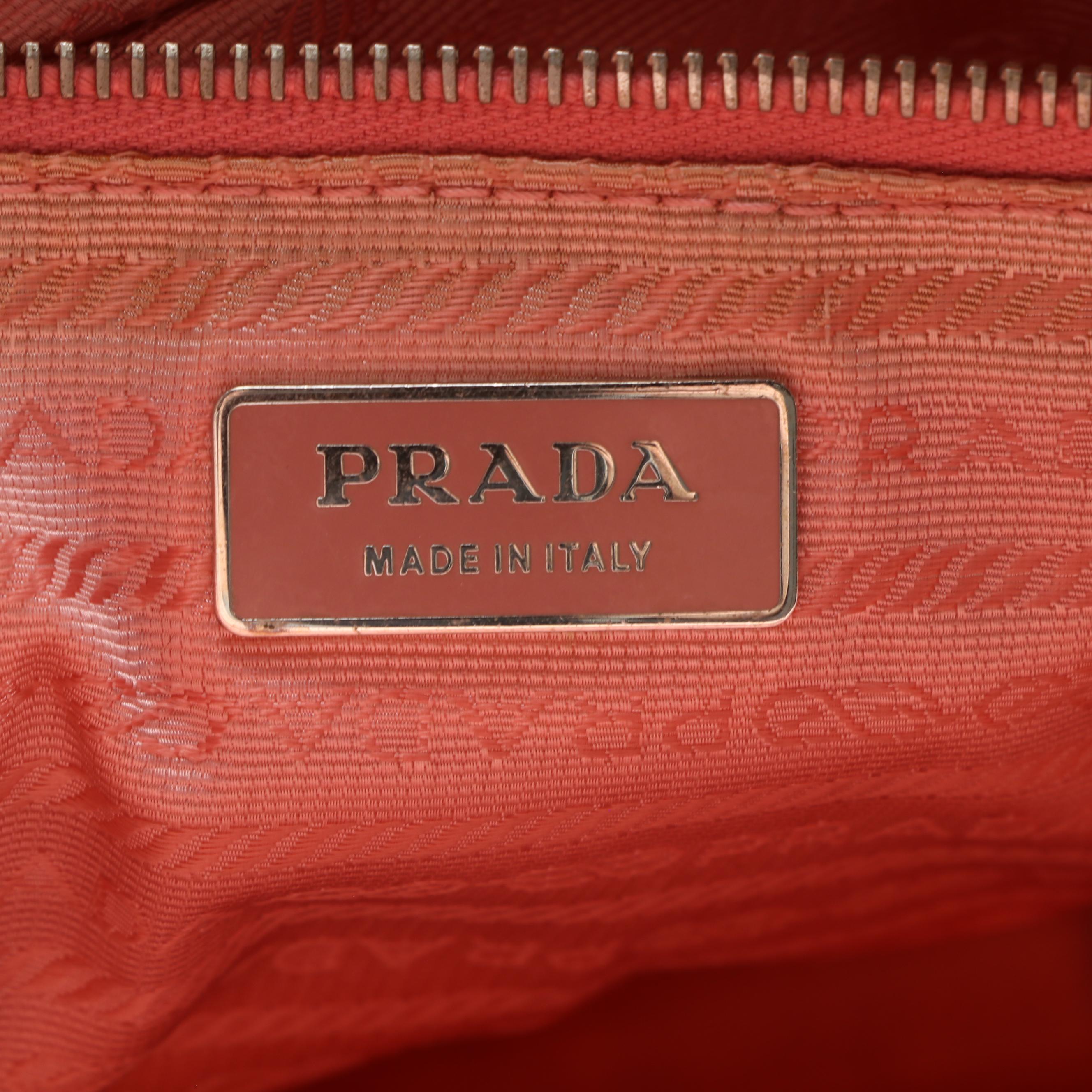 Prada Pink Misto Lino Canvas Shopping Tote with Leather Trim