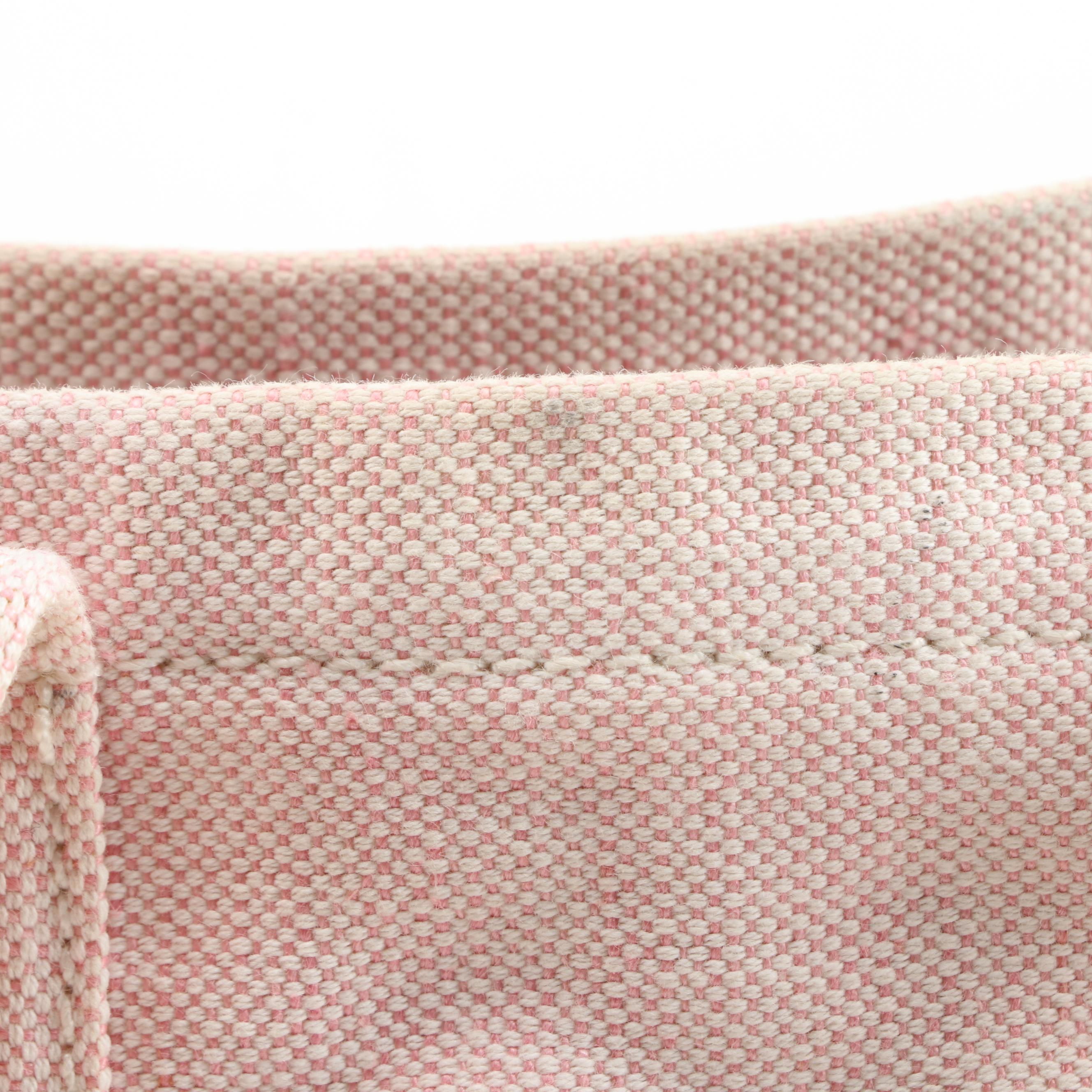 Prada Pink Misto Lino Canvas Shopping Tote with Leather Trim