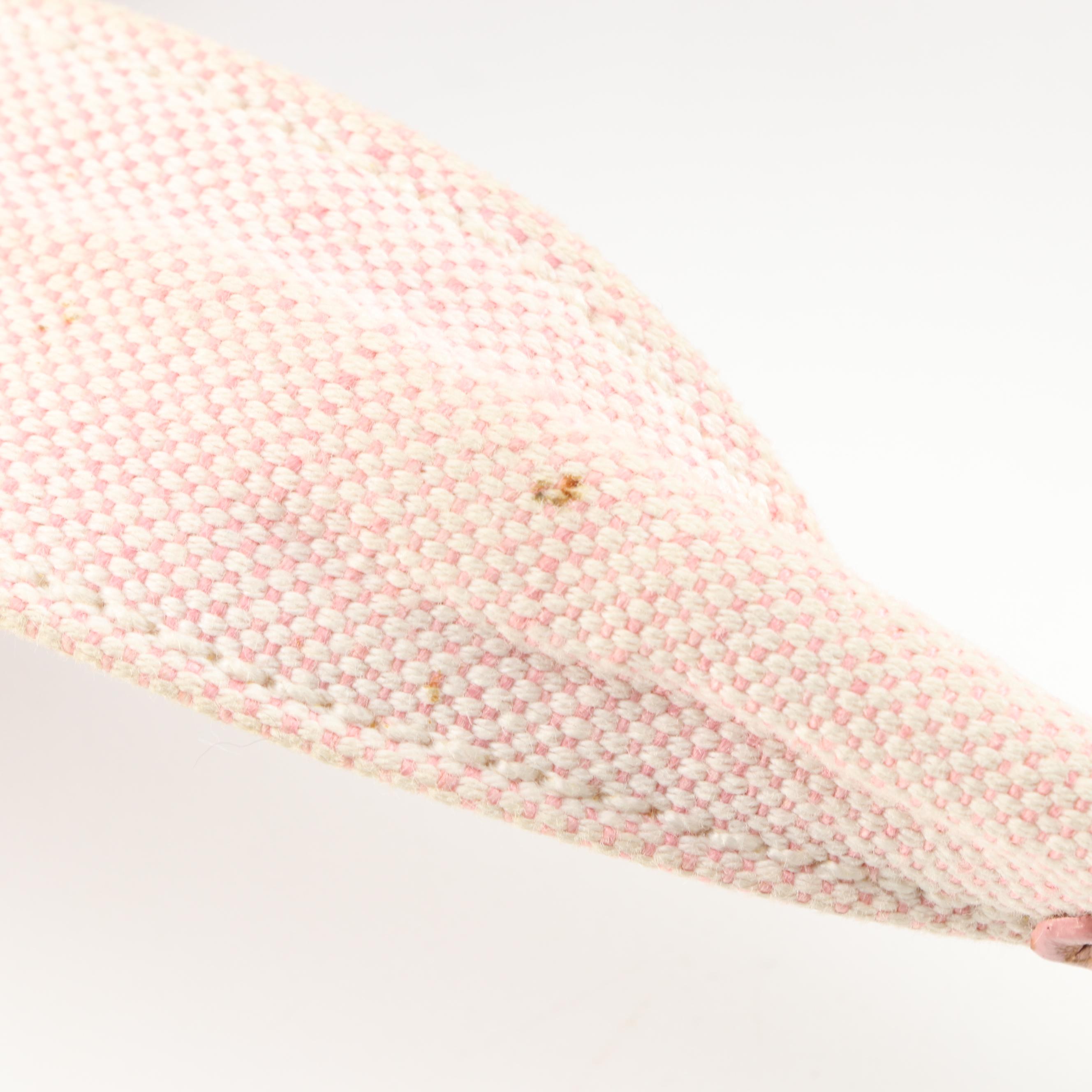 Prada Pink Misto Lino Canvas Shopping Tote with Leather Trim