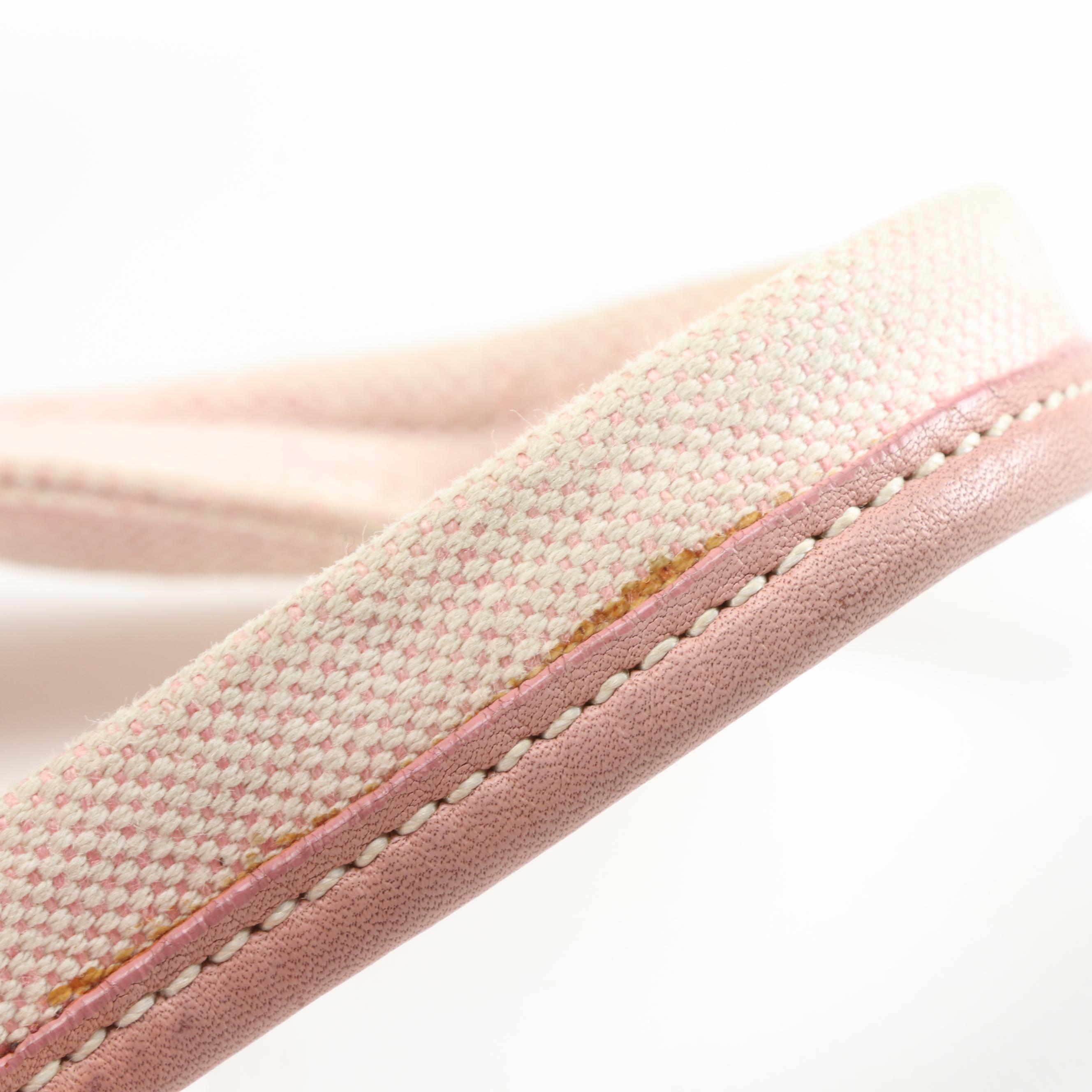 Prada Pink Misto Lino Canvas Shopping Tote with Leather Trim