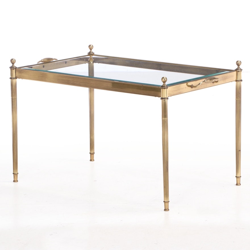 Brass and Glass Top Coffee Table, Late 20th Century