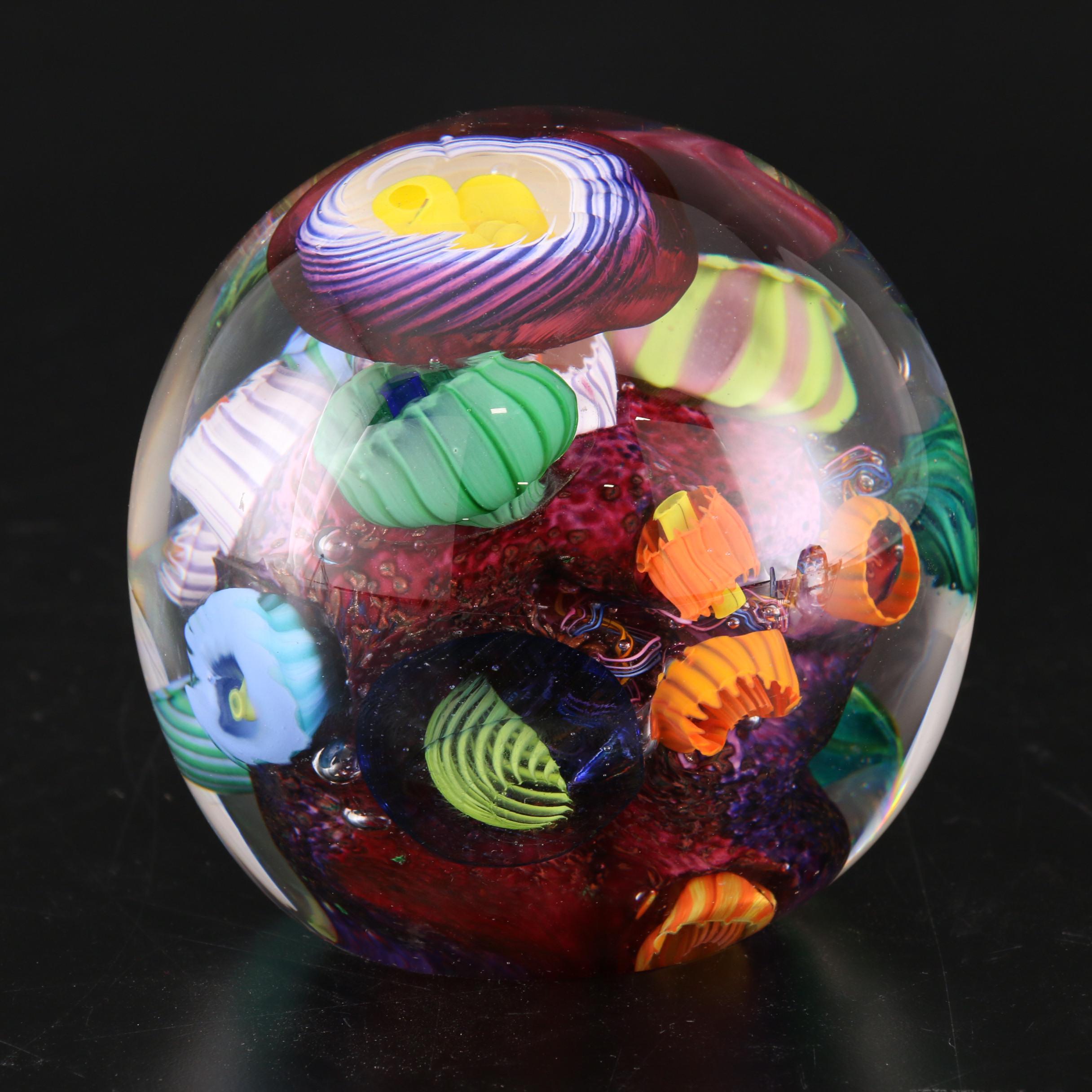 Aro Schulze Murrine Art Glass Orb, Nambé Crystal and Other Glass