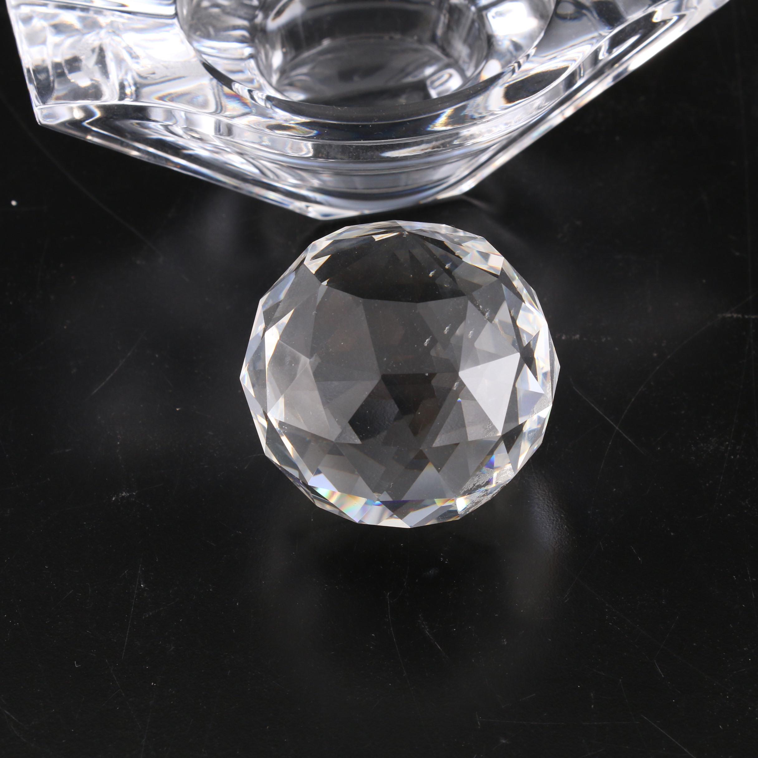 Aro Schulze Murrine Art Glass Orb, Nambé Crystal and Other Glass