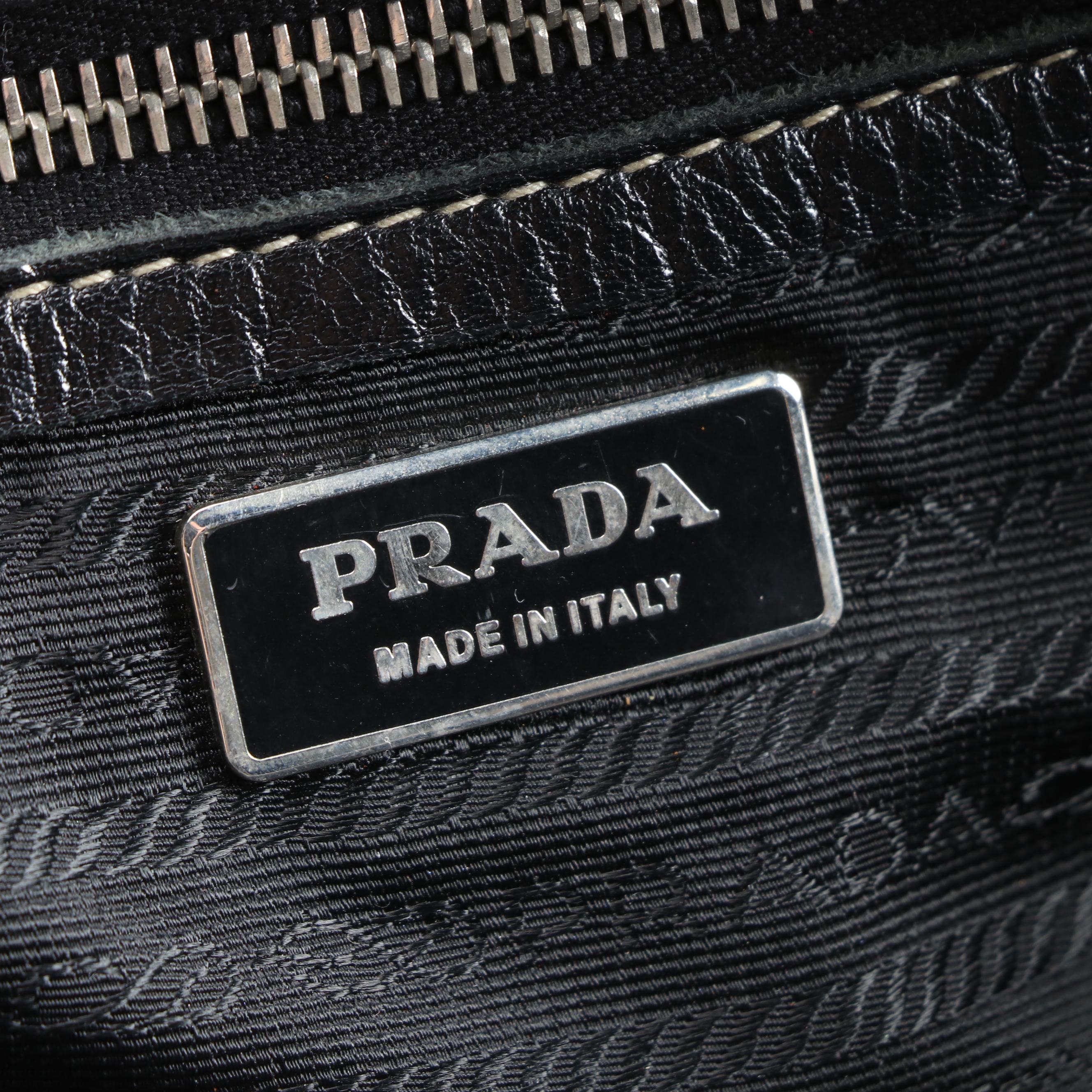 Prada Easy Satchel Bag in Nero Buffalo Leather with Contrast Stitching