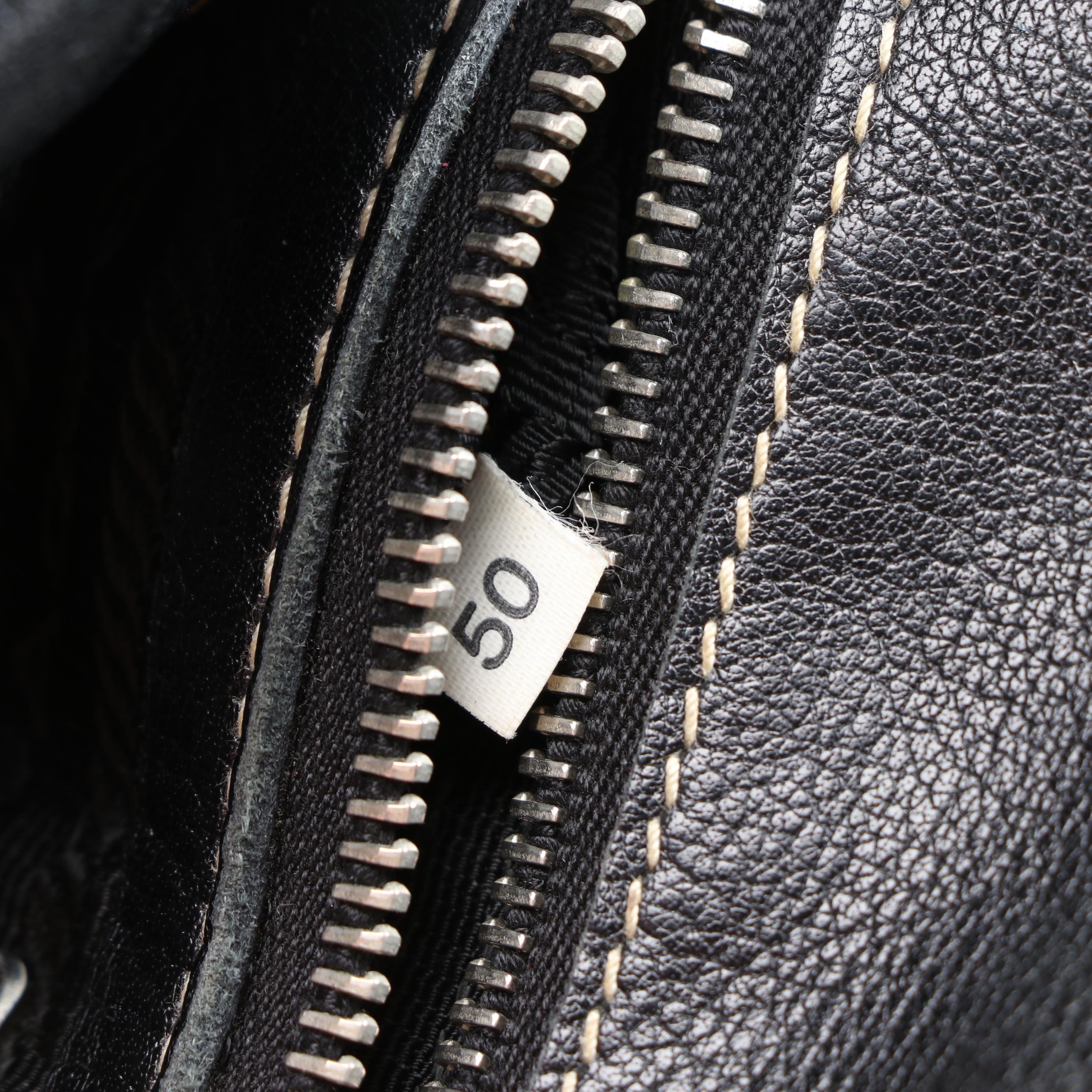 Prada Easy Satchel Bag in Nero Buffalo Leather with Contrast Stitching