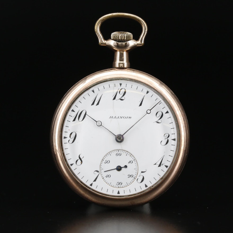 1916 Illinois Gold Filled Open Face Pocket Watch