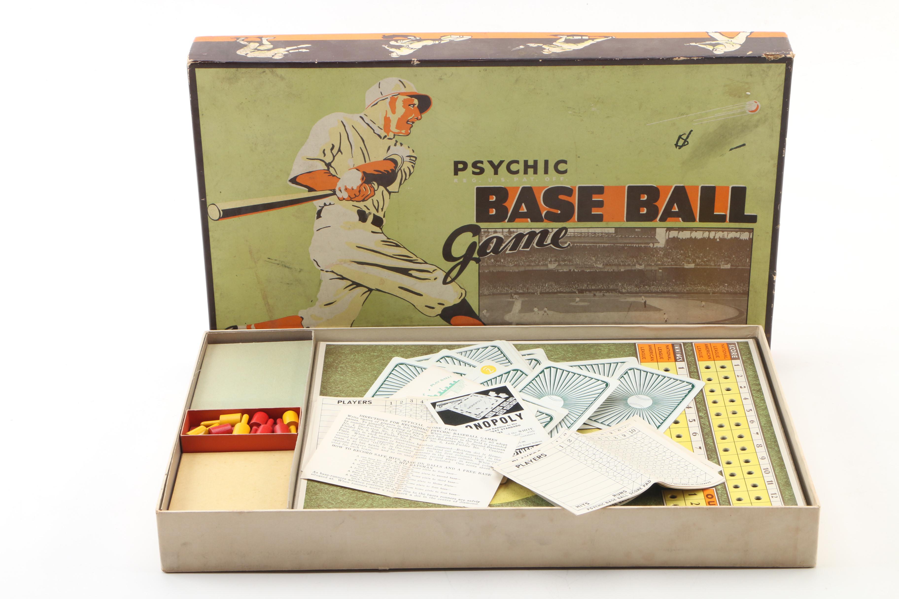 Parker Brothers "Psychic" Base Ball Board Game Featuring Yankees Stadium, 1930s