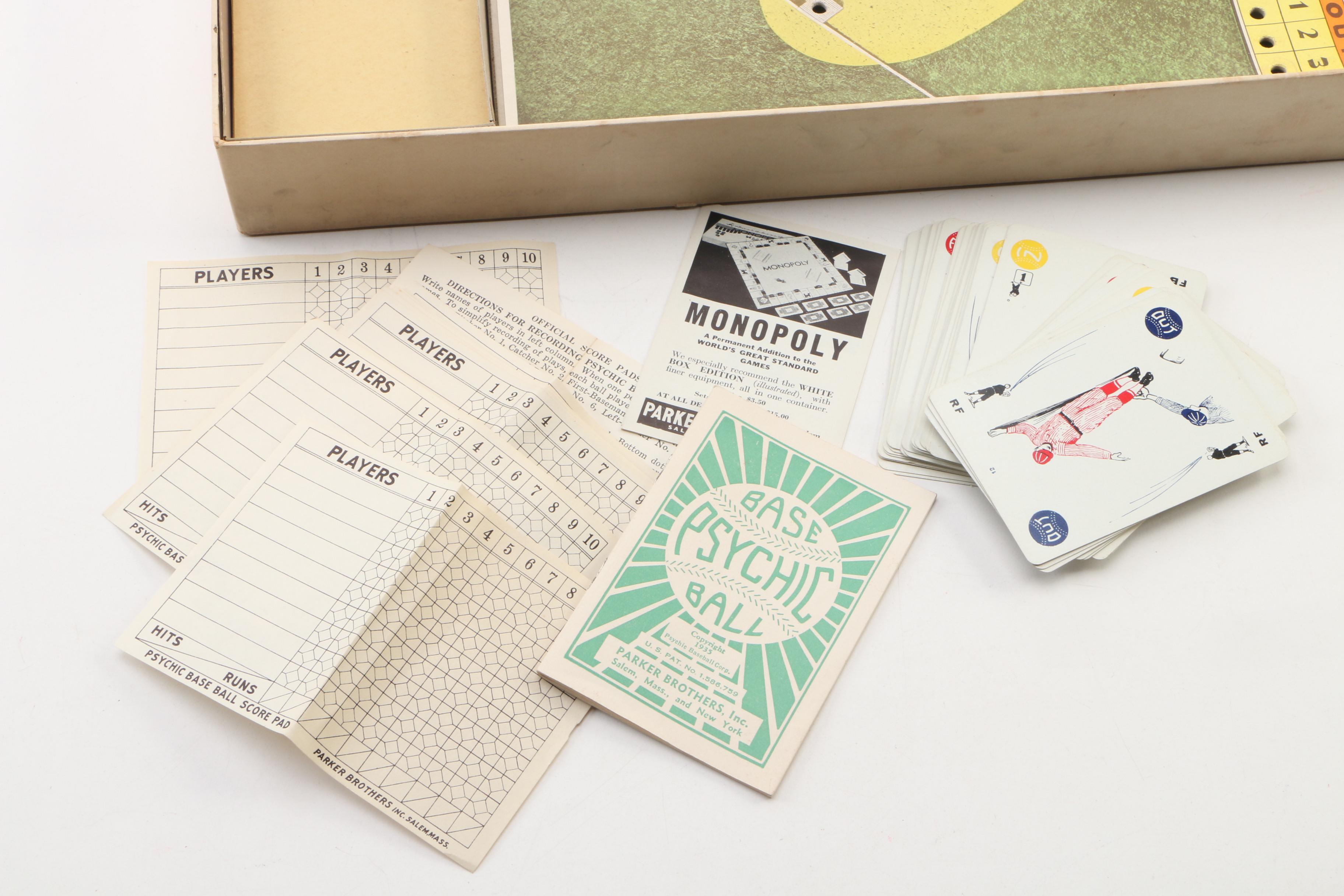 Parker Brothers "Psychic" Base Ball Board Game Featuring Yankees Stadium, 1930s