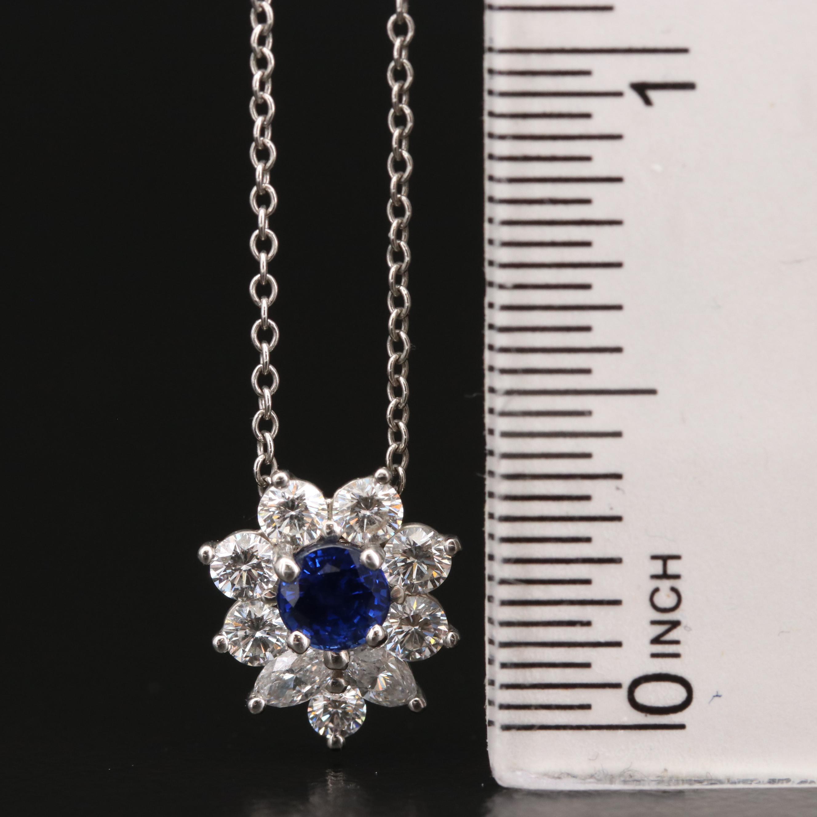 Tiffany & Co. Platinum Sapphire and Diamond Pendant Necklace