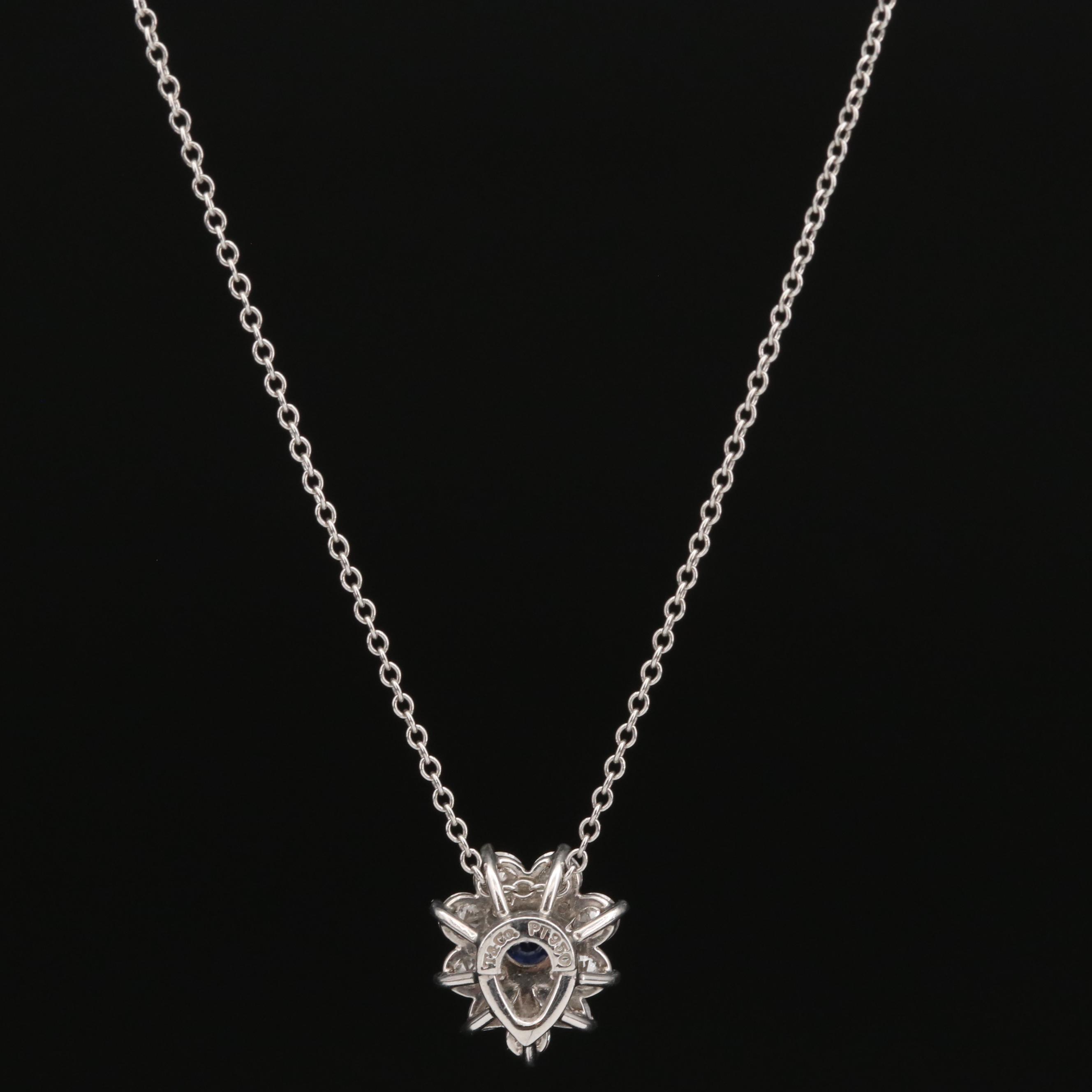 Tiffany & Co. Platinum Sapphire and Diamond Pendant Necklace