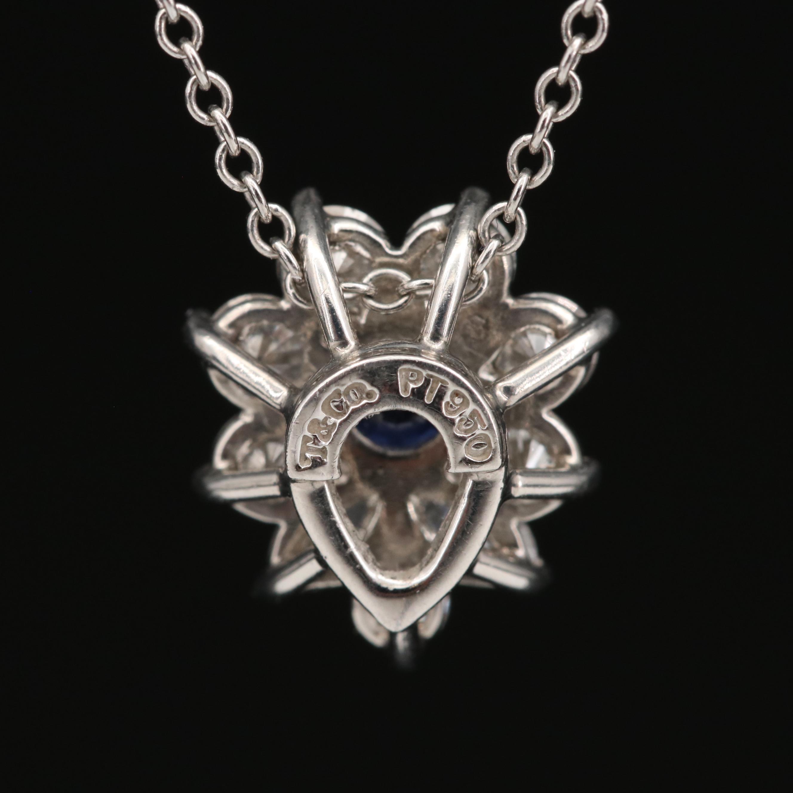 Tiffany & Co. Platinum Sapphire and Diamond Pendant Necklace
