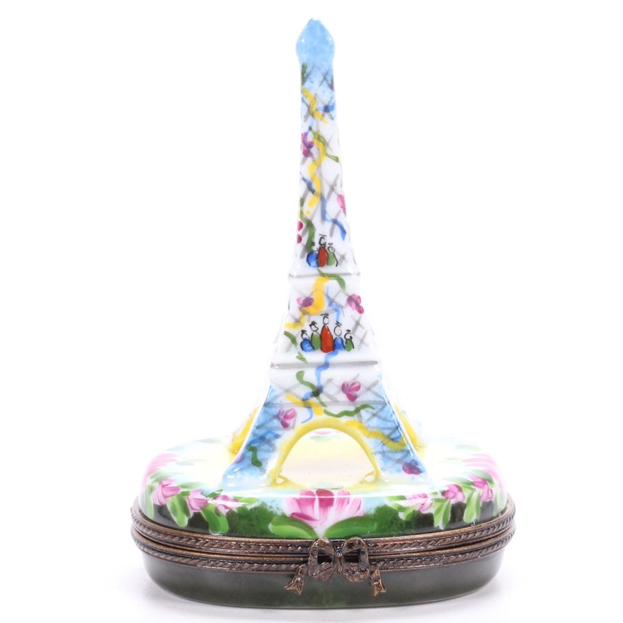 La Gloriette Limoges Hand Painted Paris Eiffel Tower Porcelain Box
