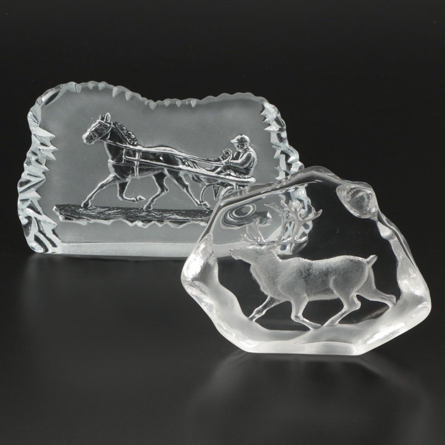 Mats Jonasson and Nybro Swedish Crystal Animal Paperweights