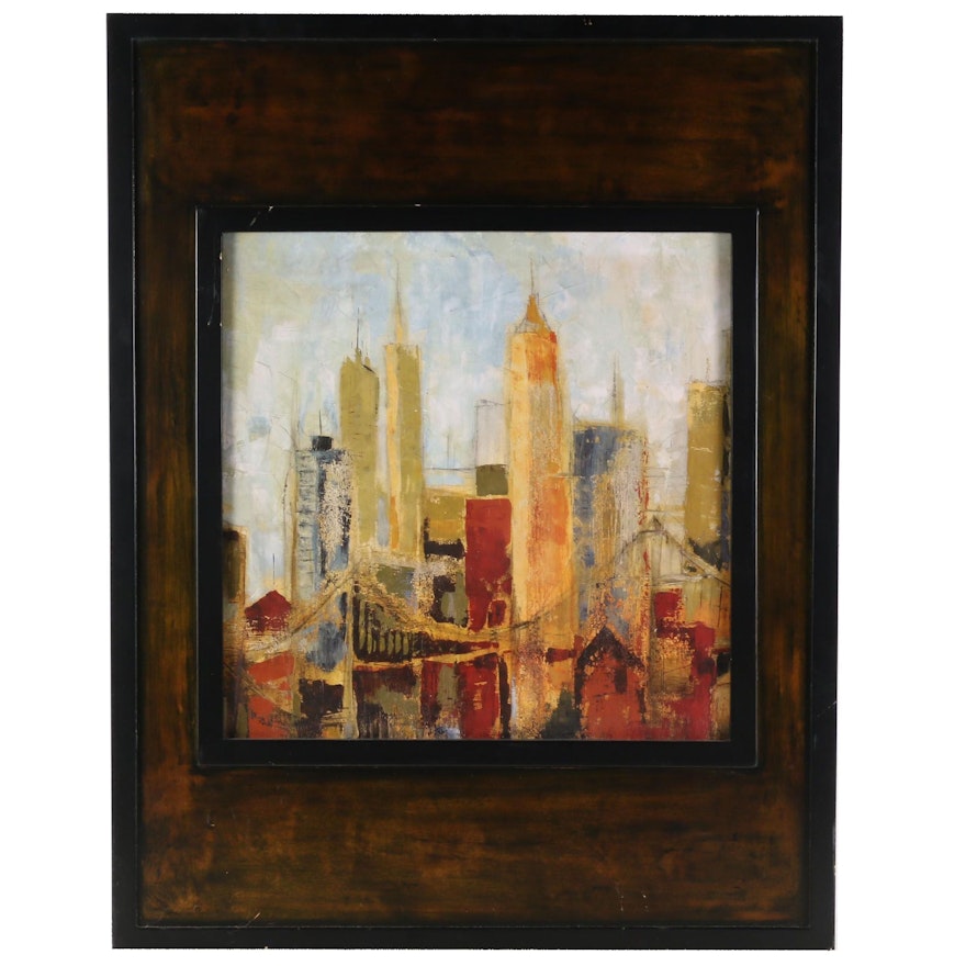 Uttermost Offset Lithograph on Textured Board of City Scene