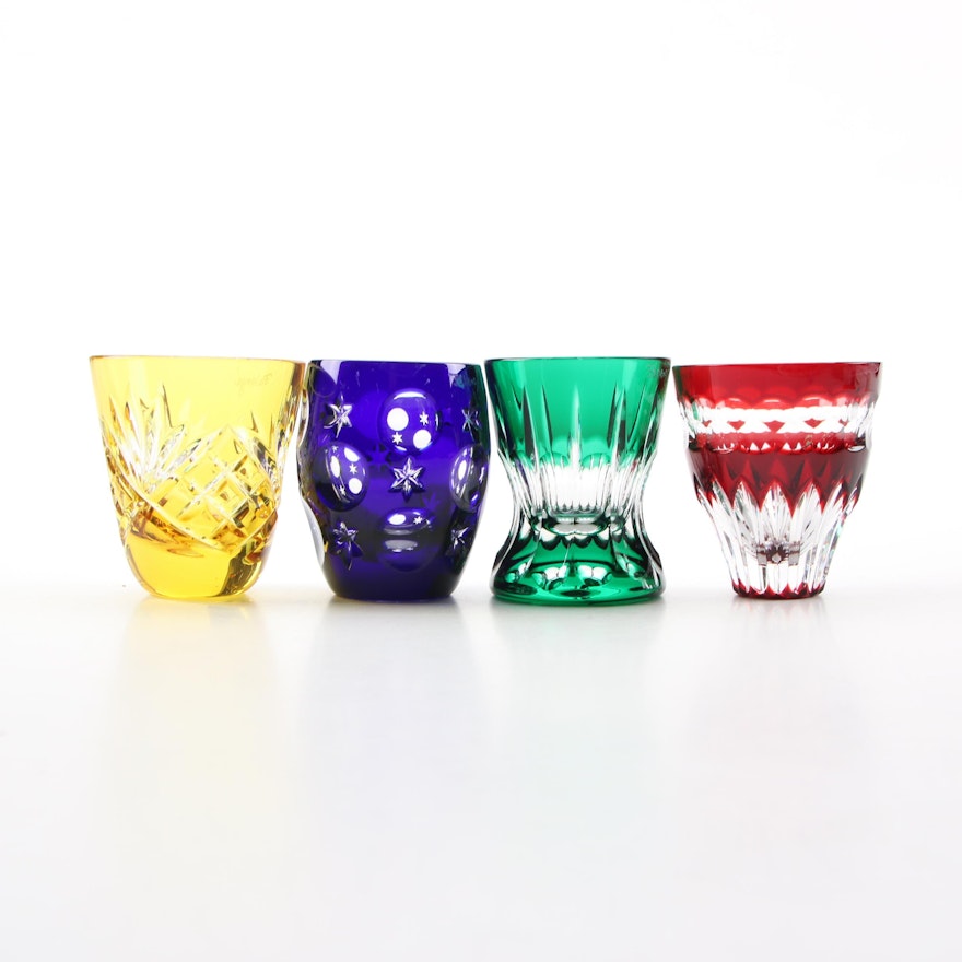 Fabergé "Na Zdorovye" Cut to Clear Glass Vodka Shot Glasses