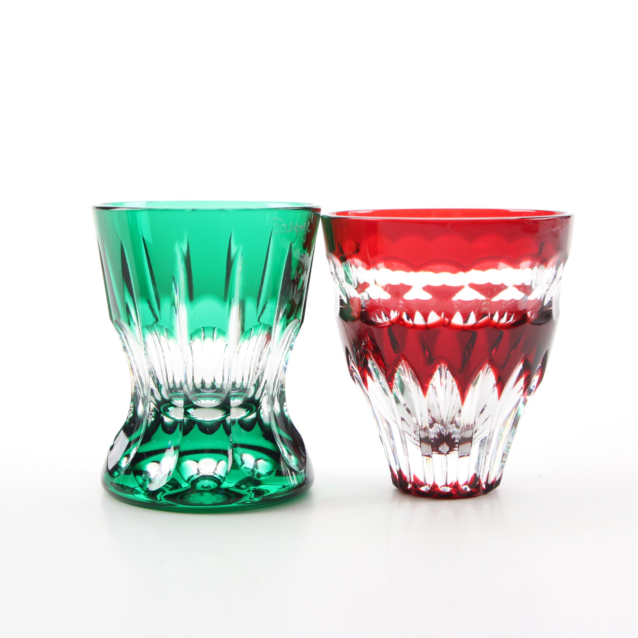 Fabergé "Na Zdorovye" Cut to Clear Glass Vodka Shot Glasses