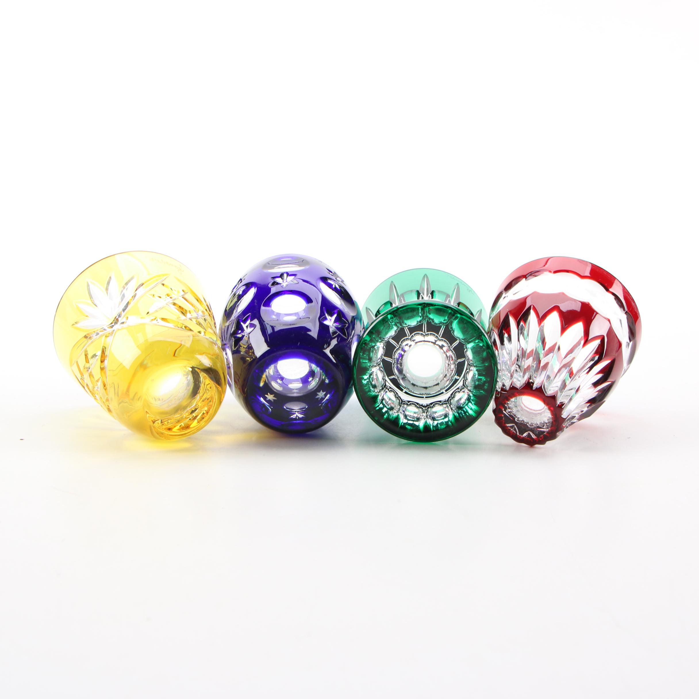 Fabergé "Na Zdorovye" Cut to Clear Glass Vodka Shot Glasses