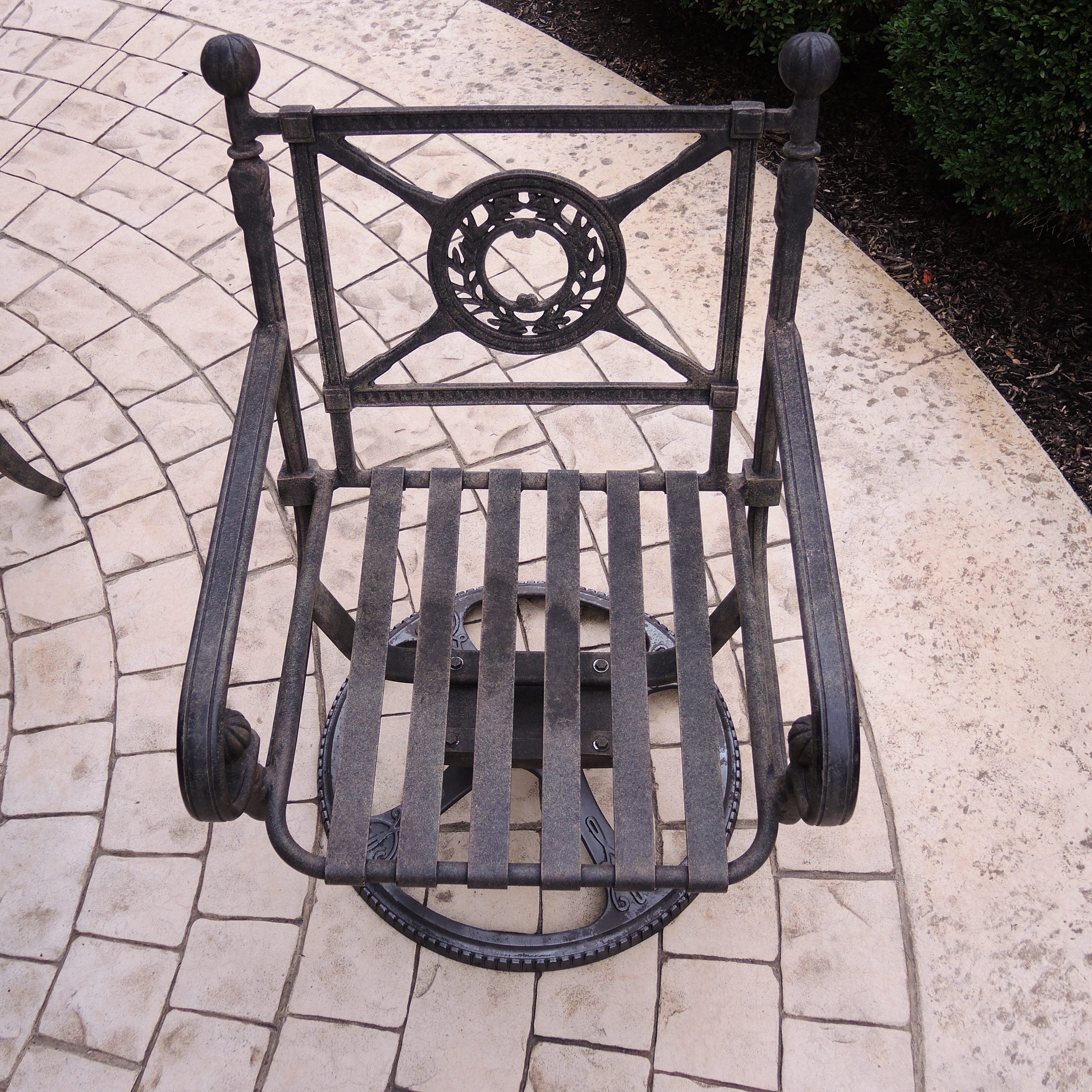 Landgrave Cast Classics Patio Dining Set with Cushions and Sunbrella Umbrella