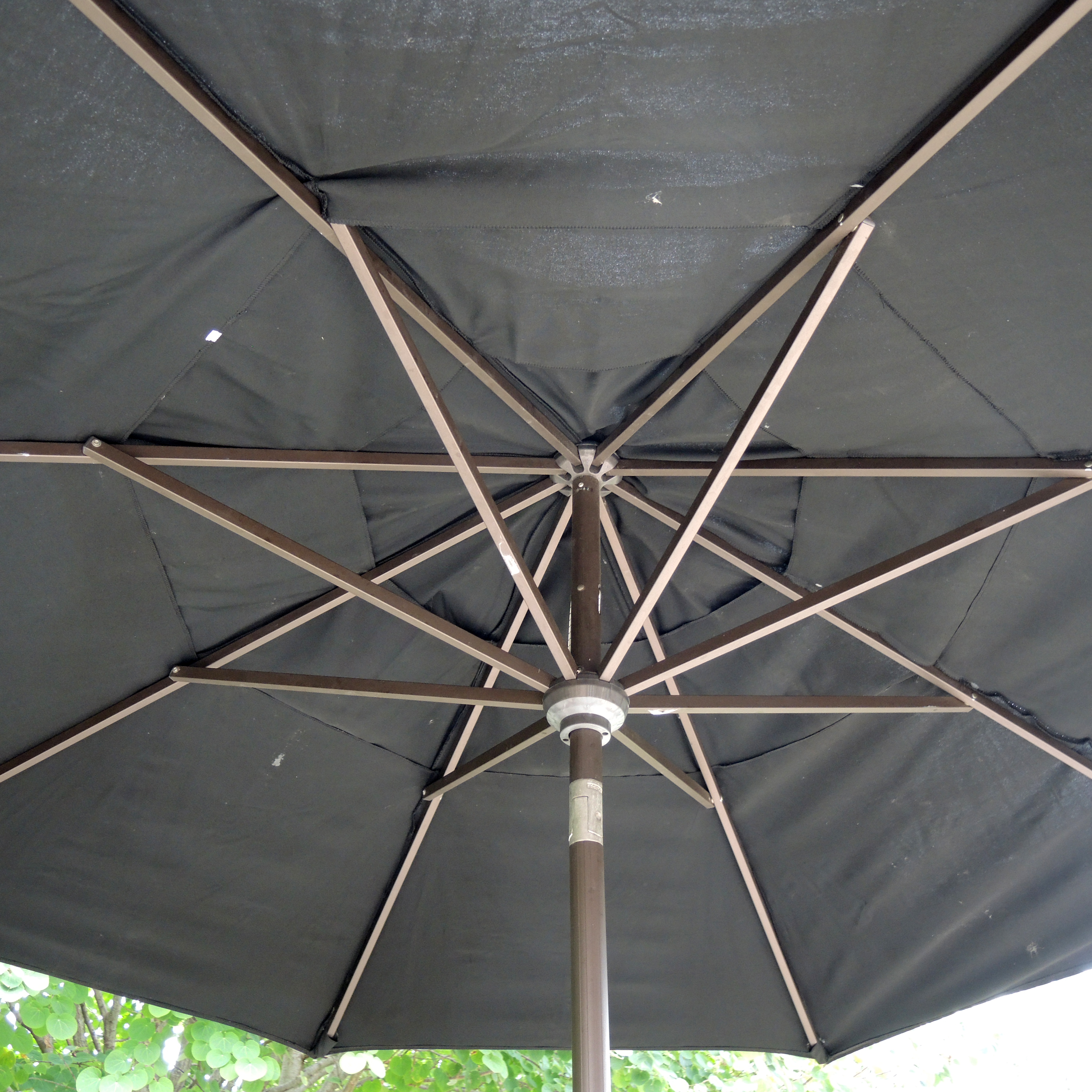 Landgrave Cast Classics Patio Dining Set with Cushions and Sunbrella Umbrella