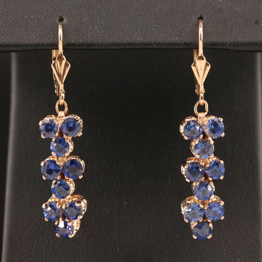 14K Blue Sapphire Dangle Earrings