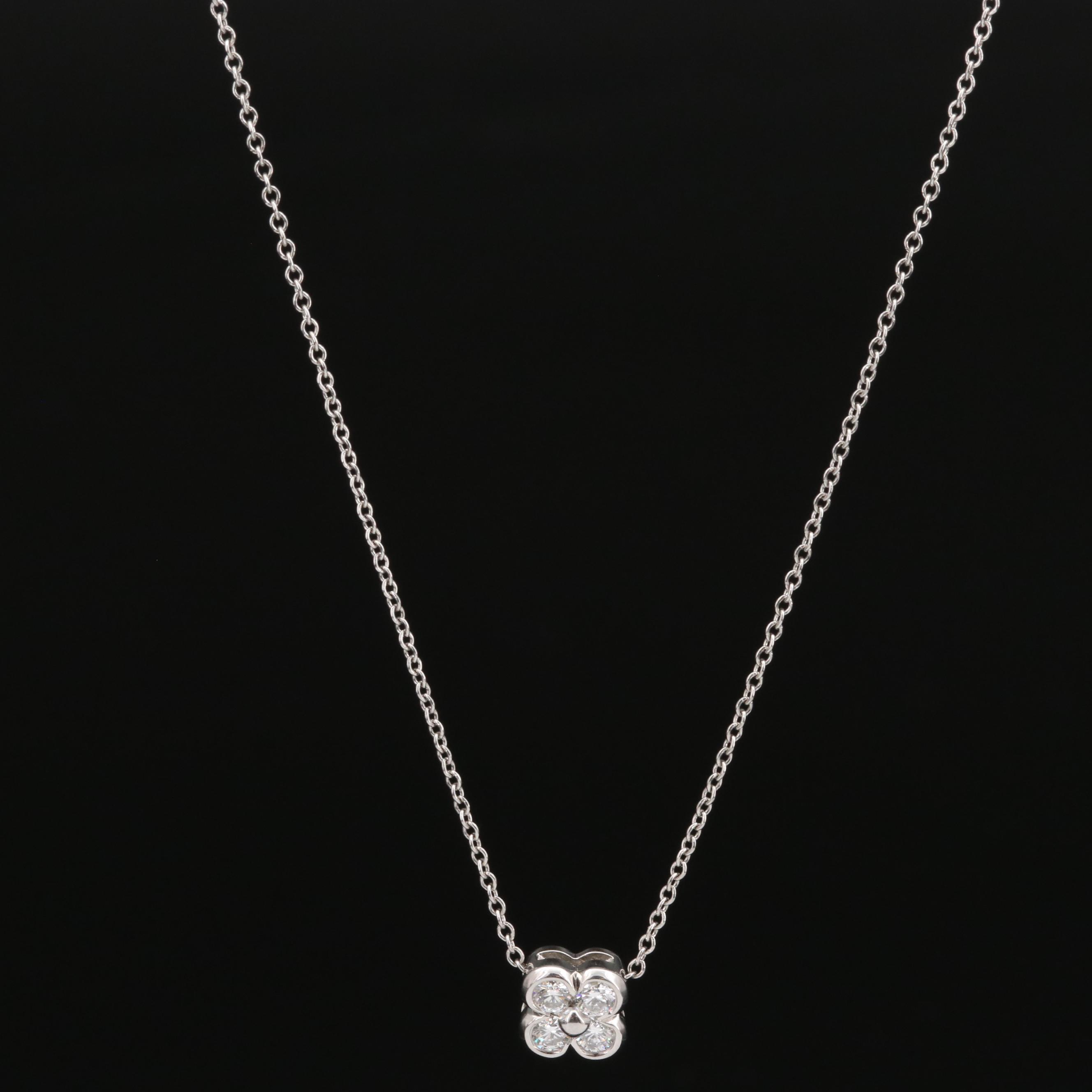Tiffany & Co. Platinum Diamond Quatrefoil Necklace