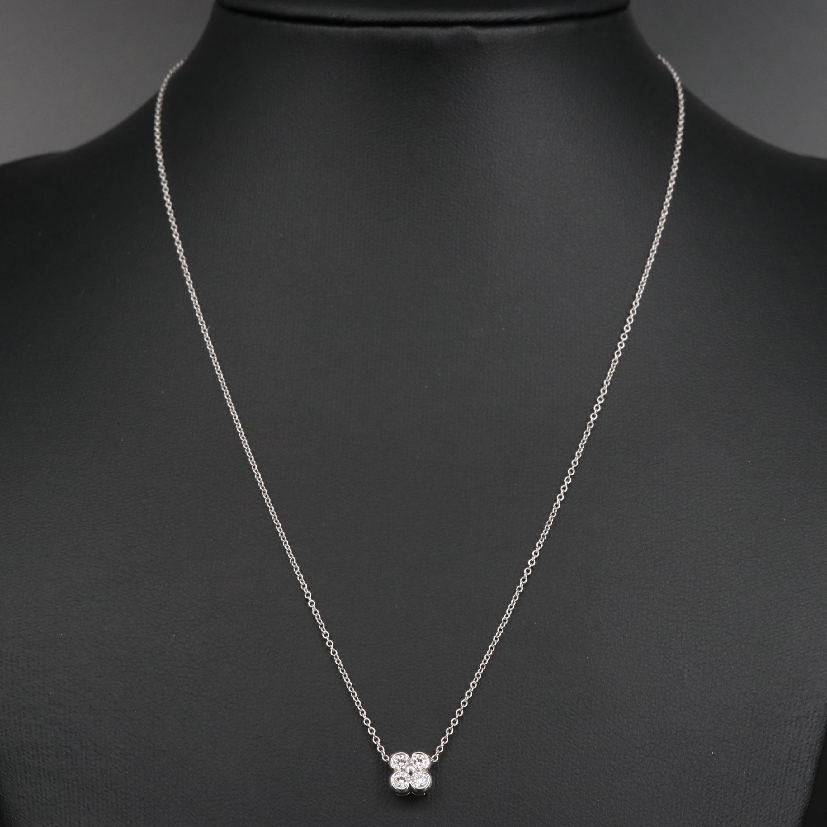 Tiffany & Co. Platinum Diamond Quatrefoil Necklace