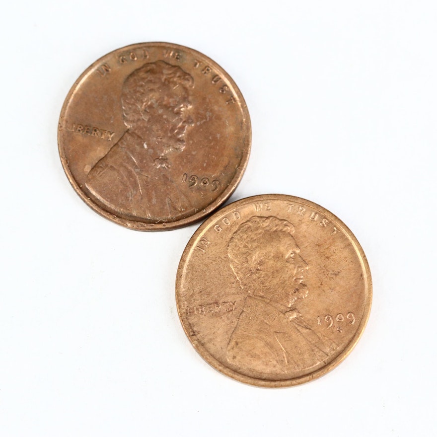 High Grade 1909-S and 1909 VDB Lincoln Wheat Cents