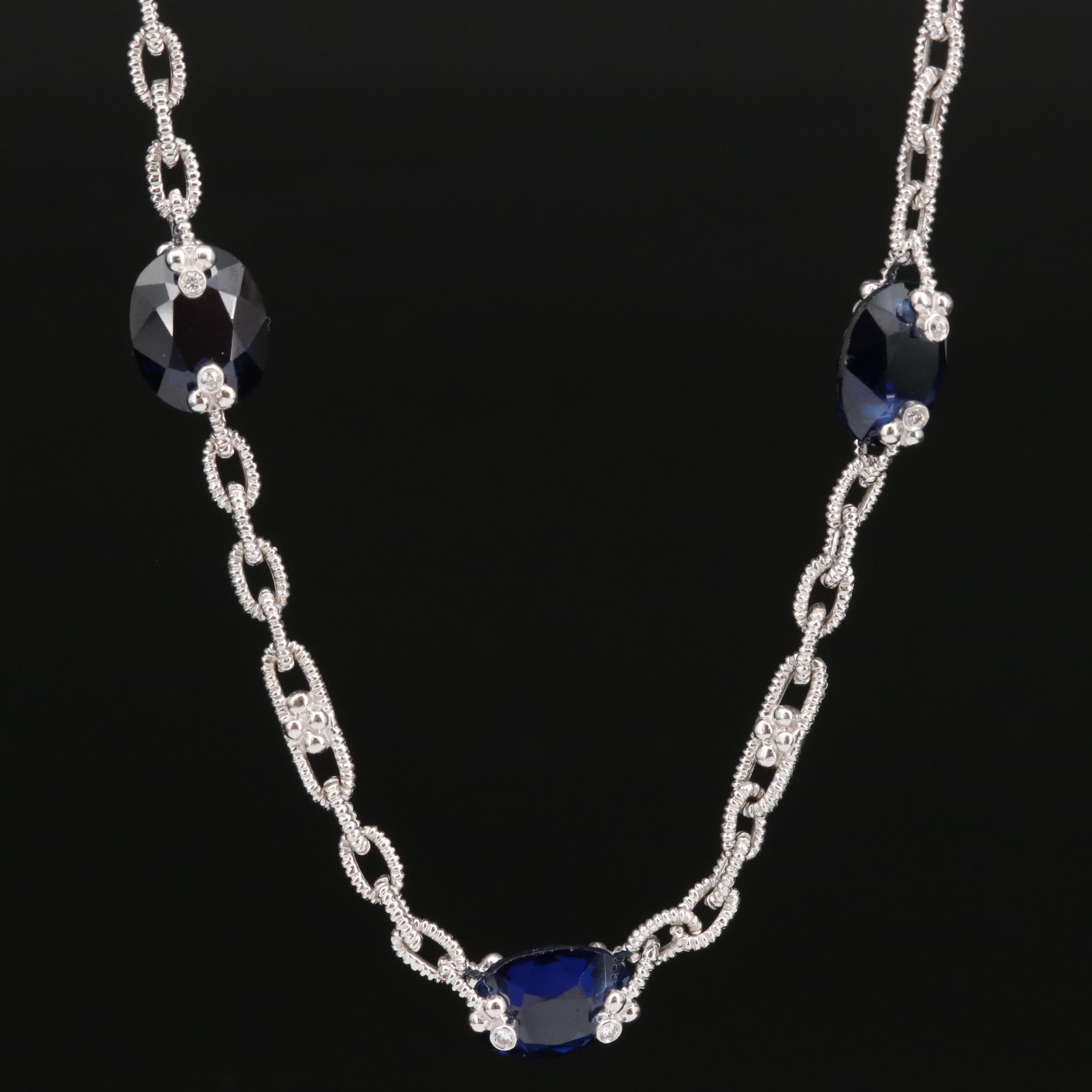 Judith Ripka 18K Sapphire and Diamond Station Necklace