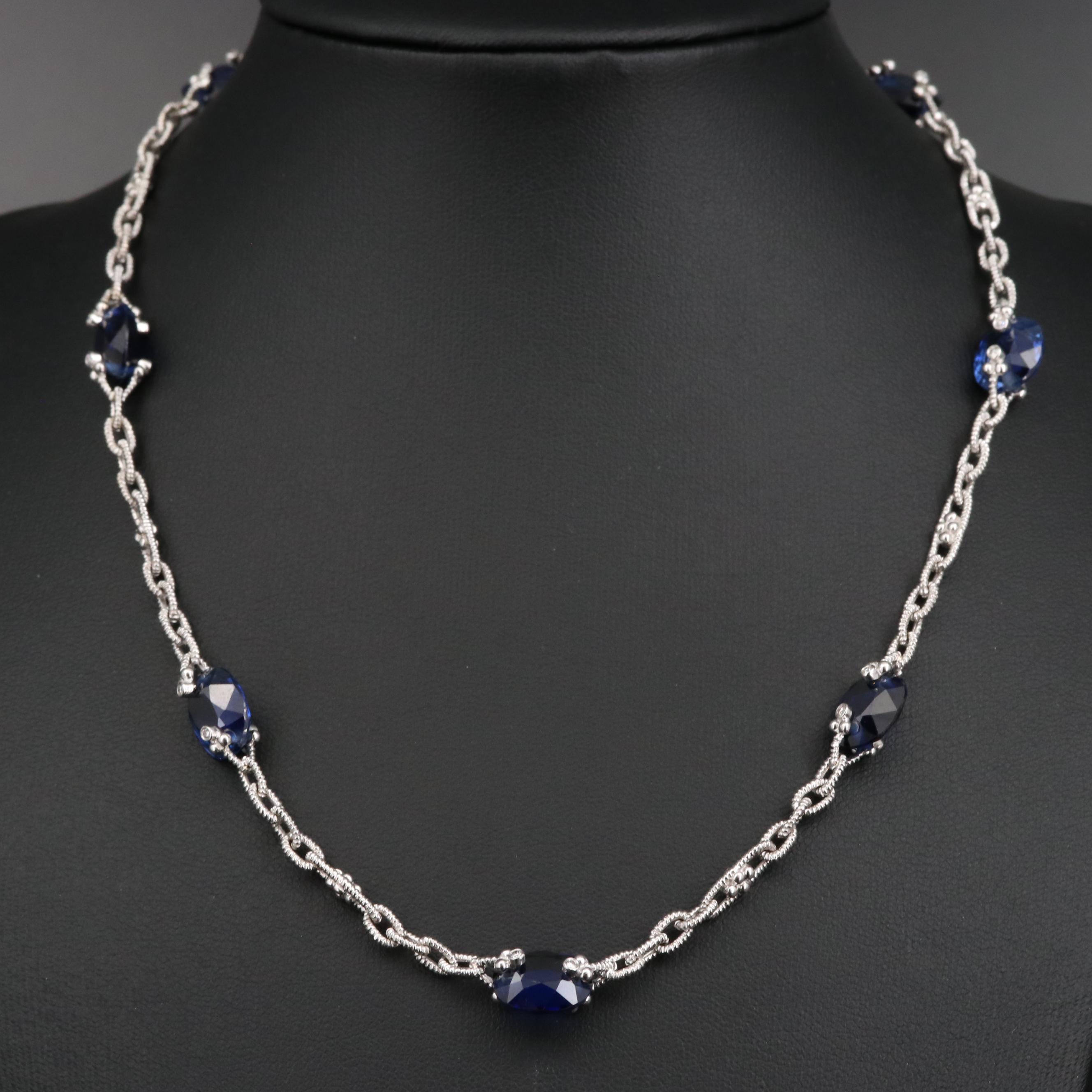 Judith Ripka 18K Sapphire and Diamond Station Necklace