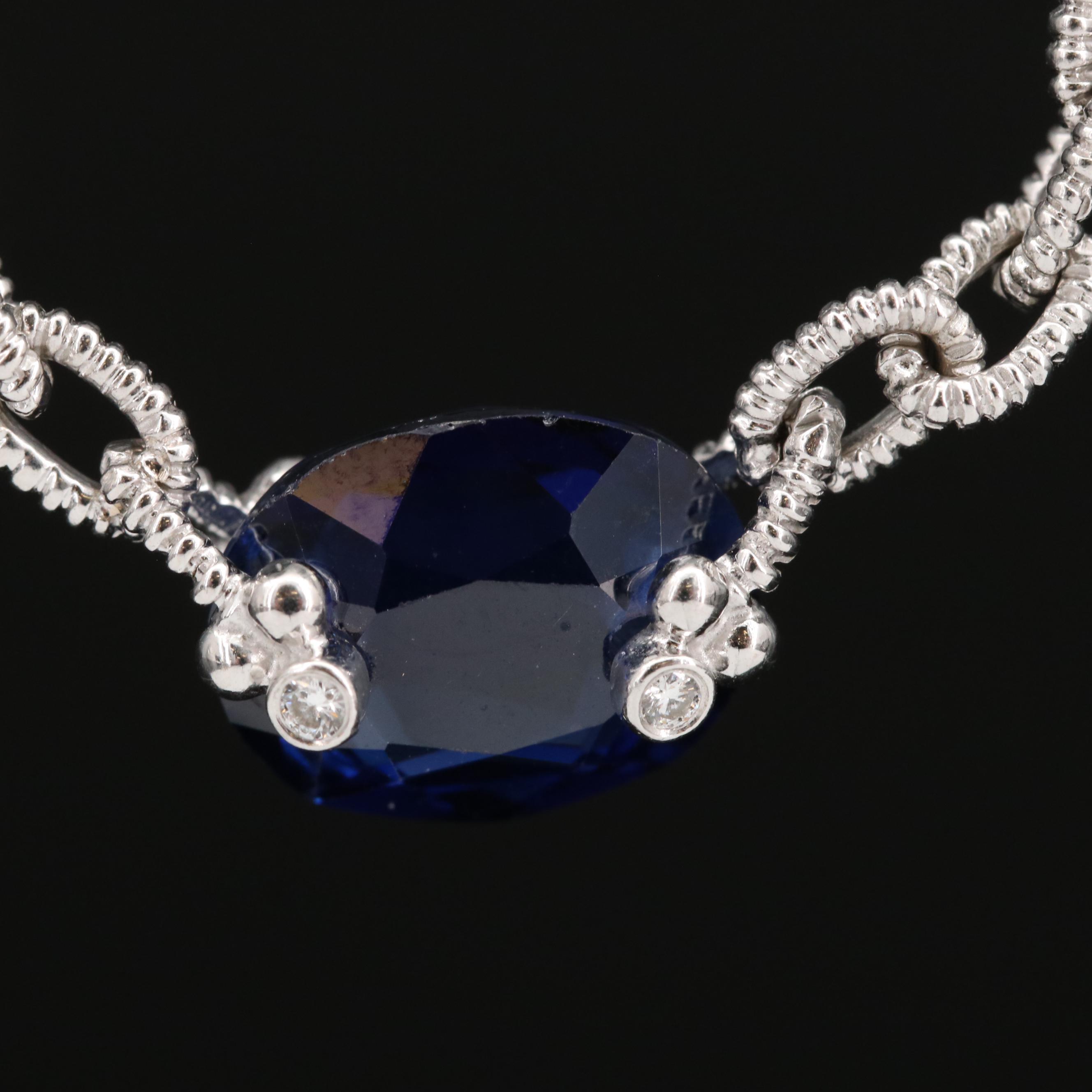 Judith Ripka 18K Sapphire and Diamond Station Necklace