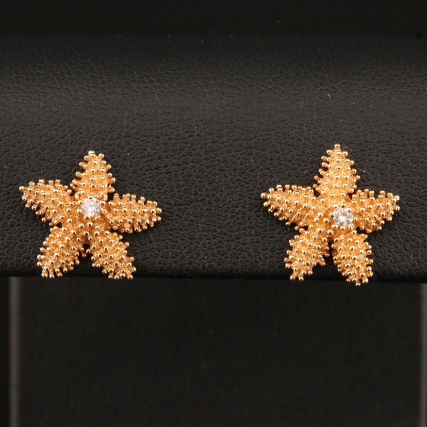 14K Diamond Starfish Stud Earring