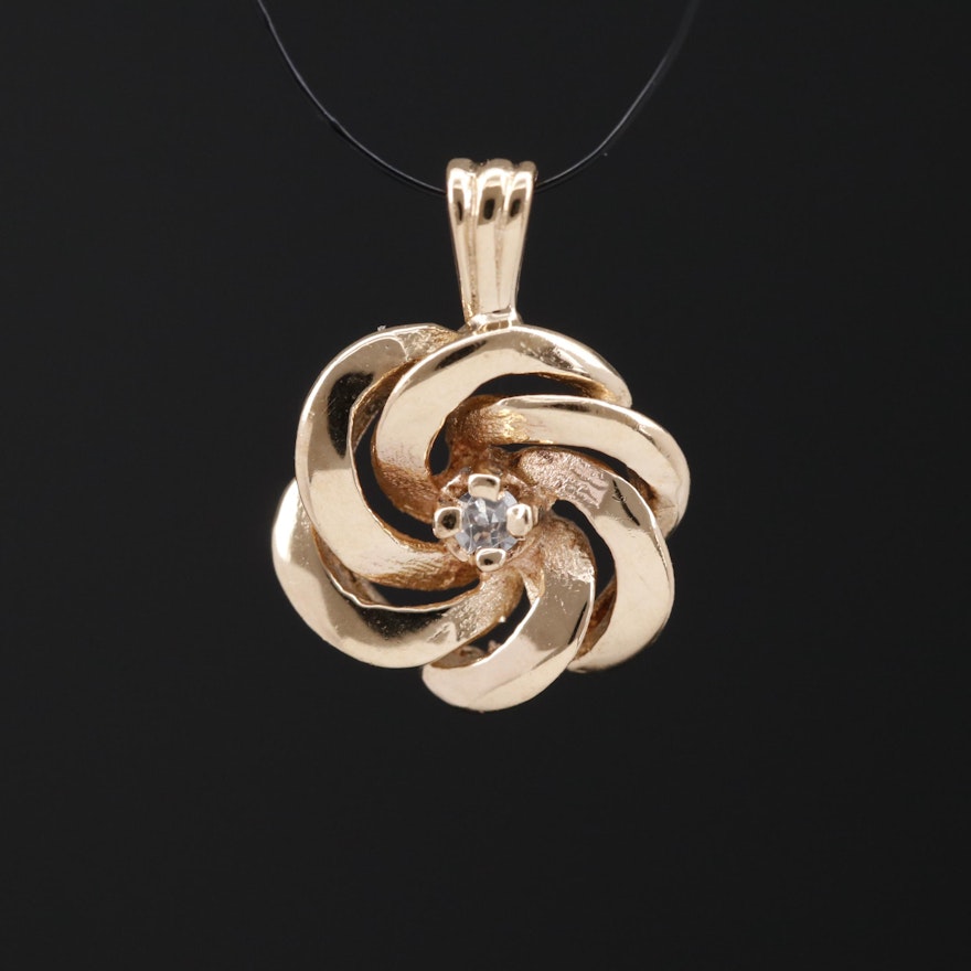 14K Diamond Pendant with Gordian Knot Design
