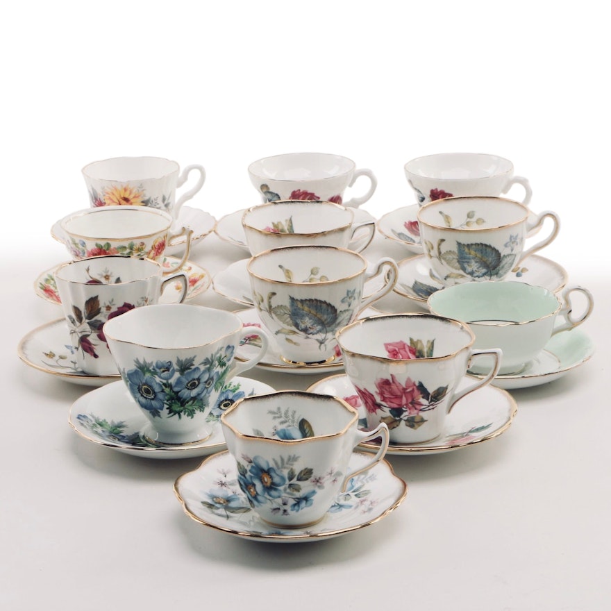 Rosina-Queens "English Roses" and Other Porcelain Tea Cups and Saucers