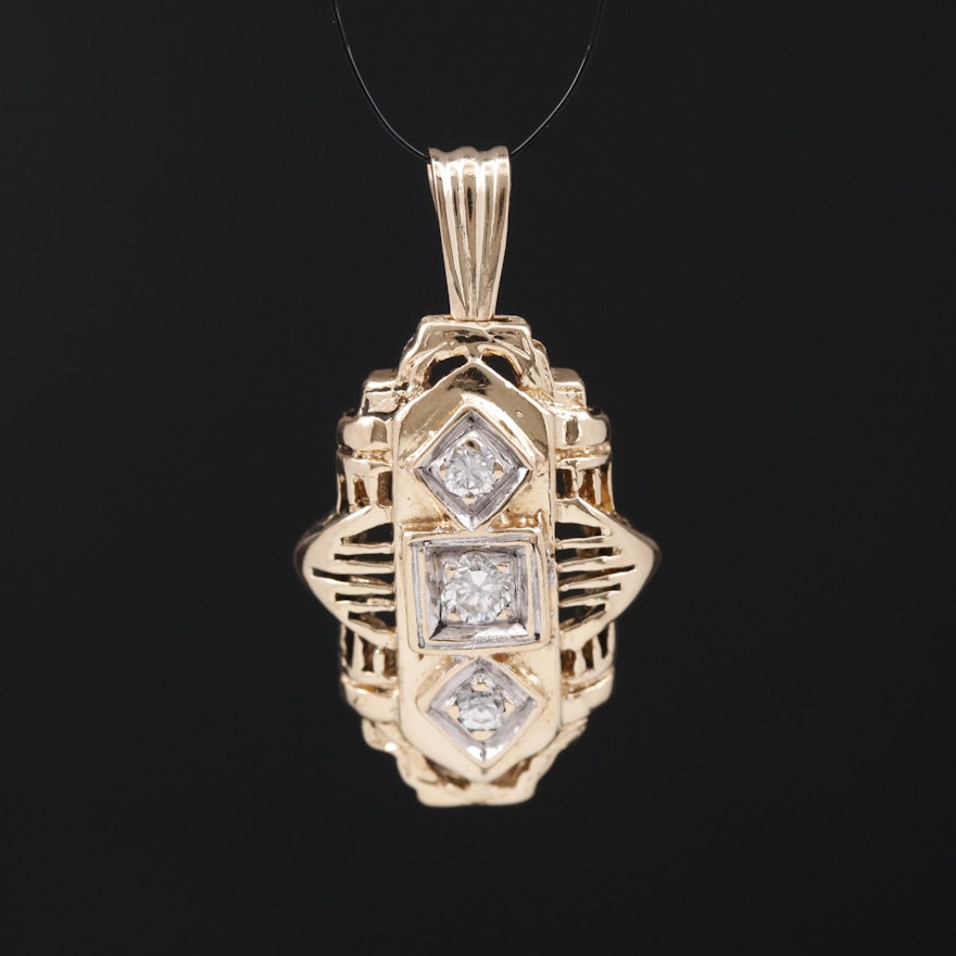 Vintage 14K Diamond Pendant