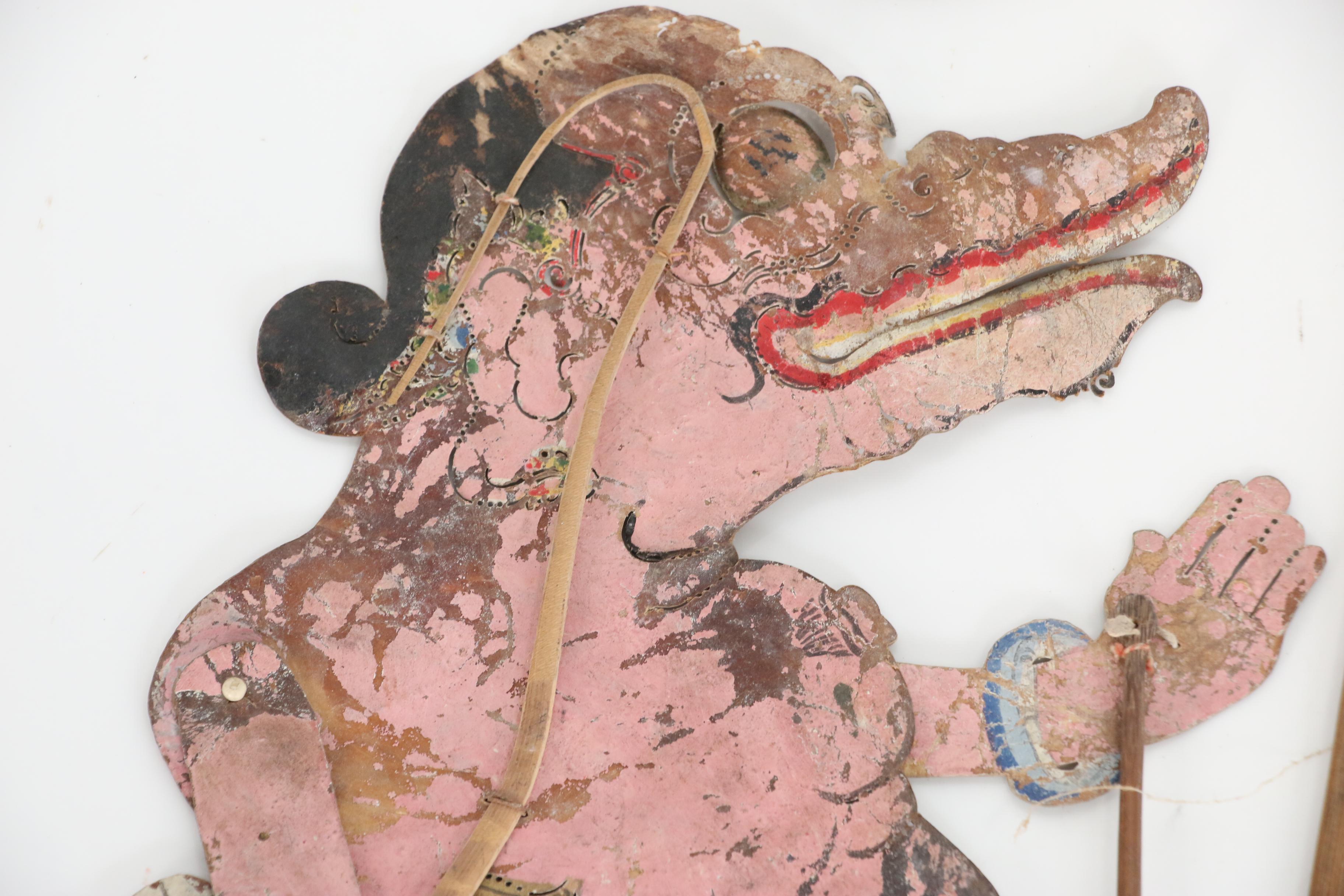 Indonesian Wayang Kulit Shadow Puppets Including Characters Togog and Tualen