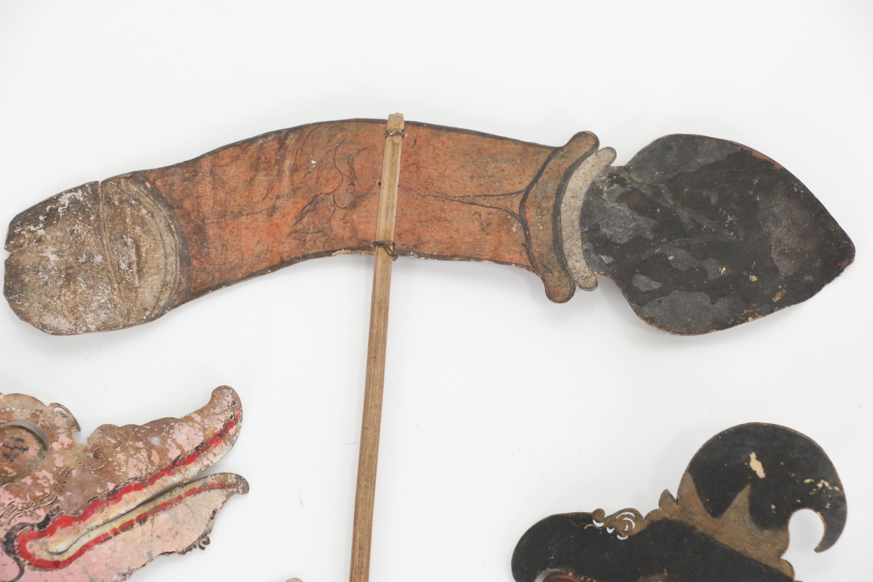 Indonesian Wayang Kulit Shadow Puppets Including Characters Togog and Tualen