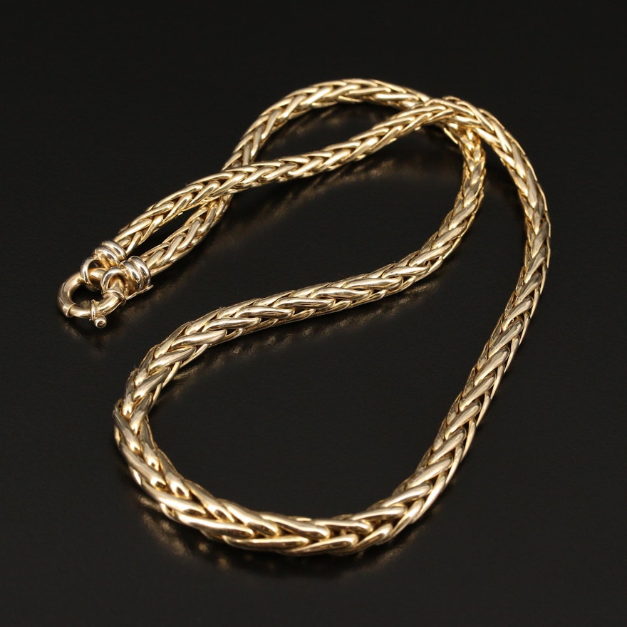 14K Graduated Wheat Chain Necklace