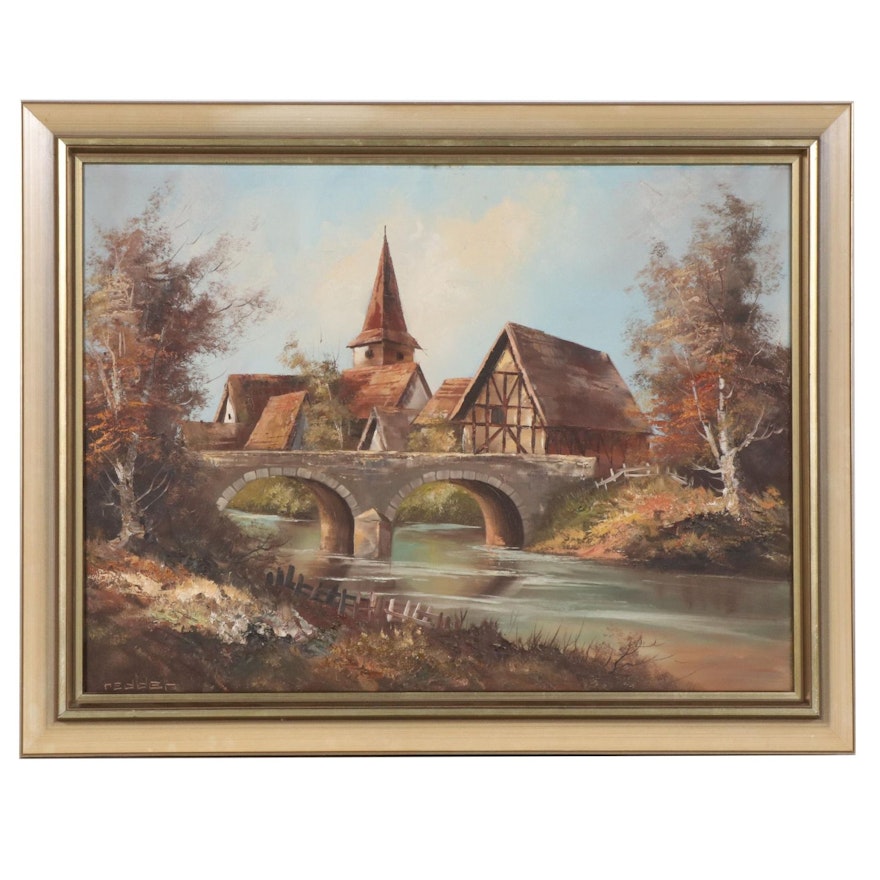 Oil Painting of German Riverscape